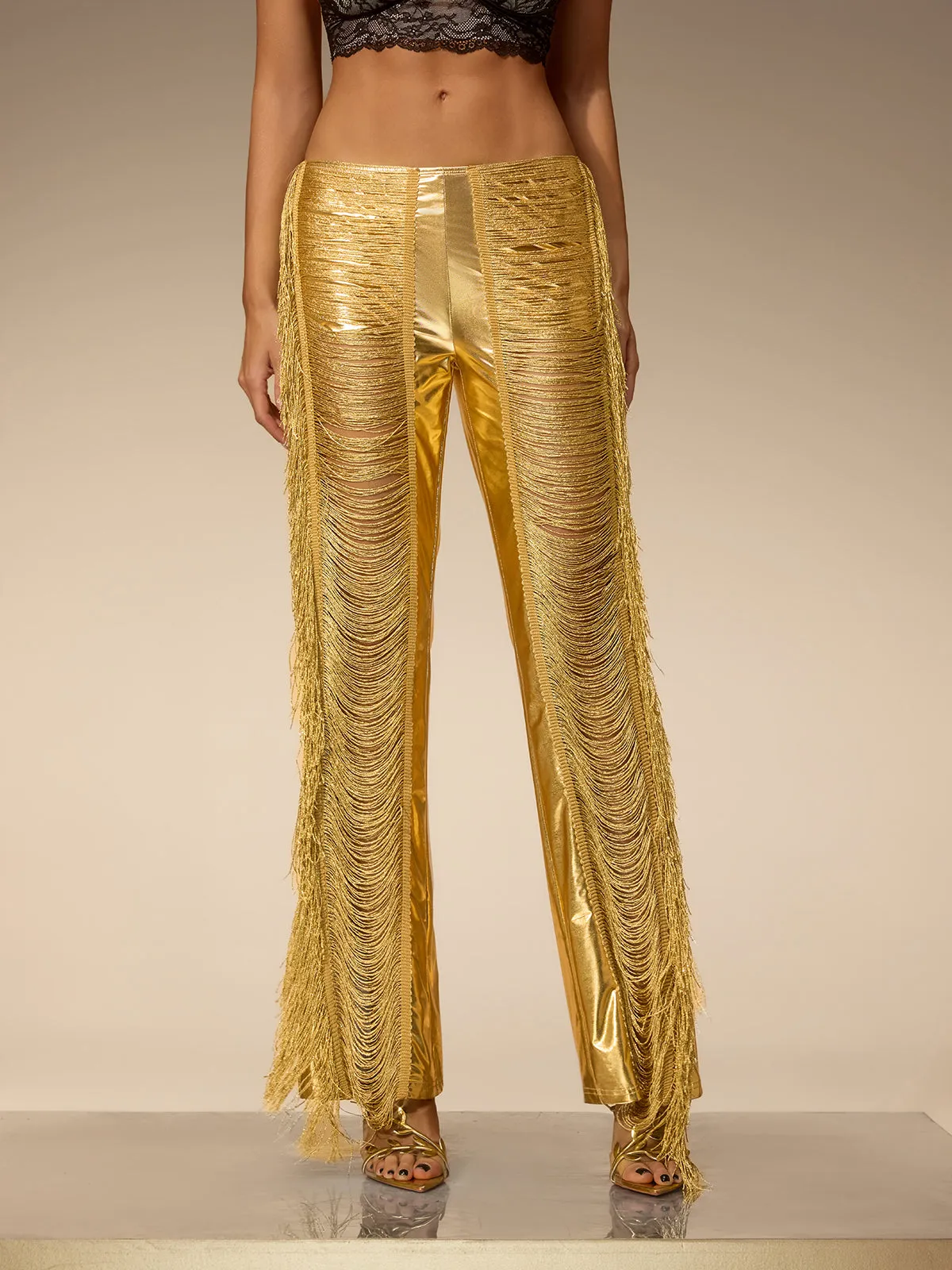 Ductia Fringe Metallic Pants sold by Mew Mews product image thumbnail 4