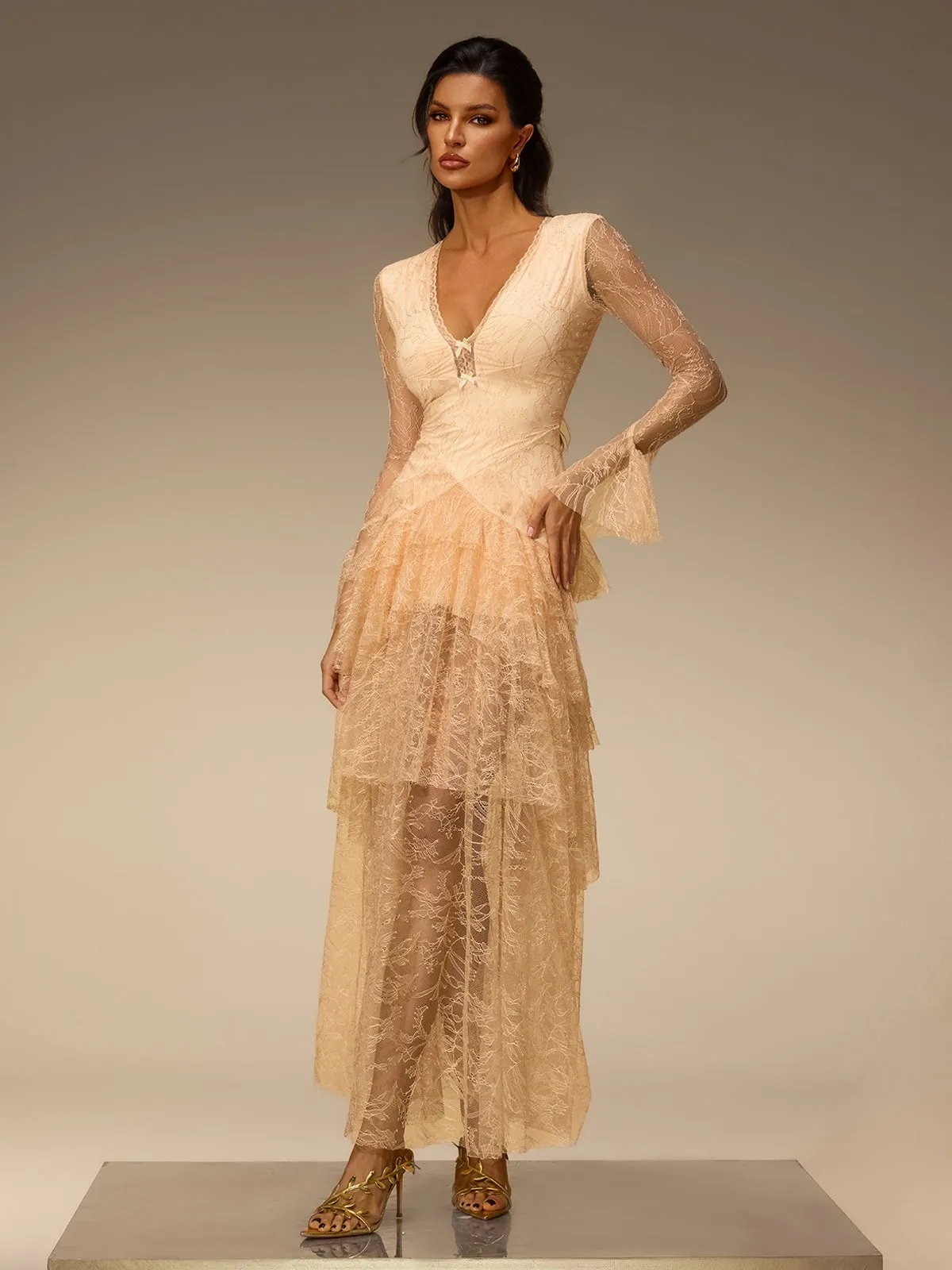 Mirelo V Neck Lace Maxi Dress sold by Mew Mews product image thumbnail 5