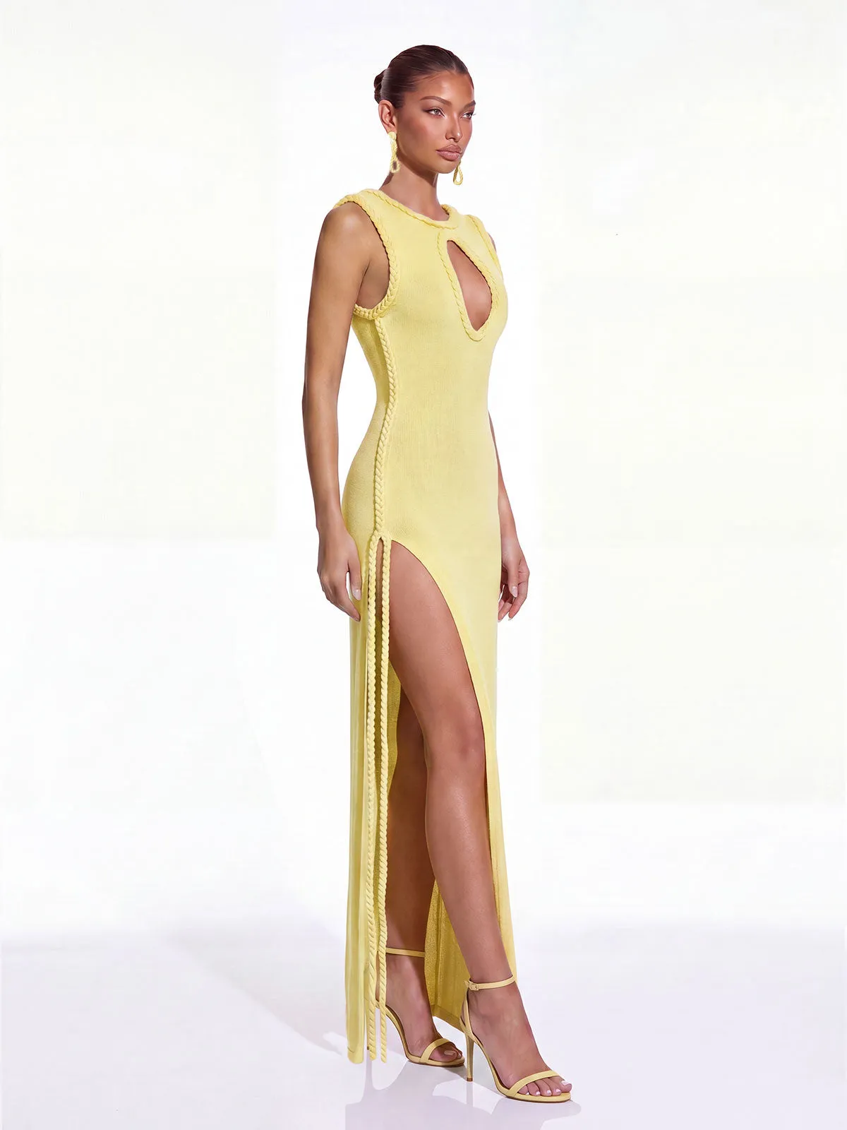 Brione Cutout Split Maxi Dress In Yellow sold by Mew Mews product image thumbnail 3