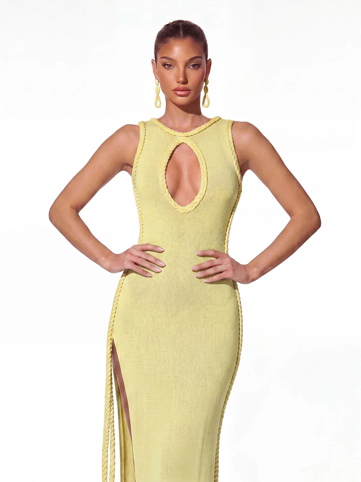 Brione Cutout Split Maxi Dress In Yellow sold by Mew Mews product image thumbnail 2