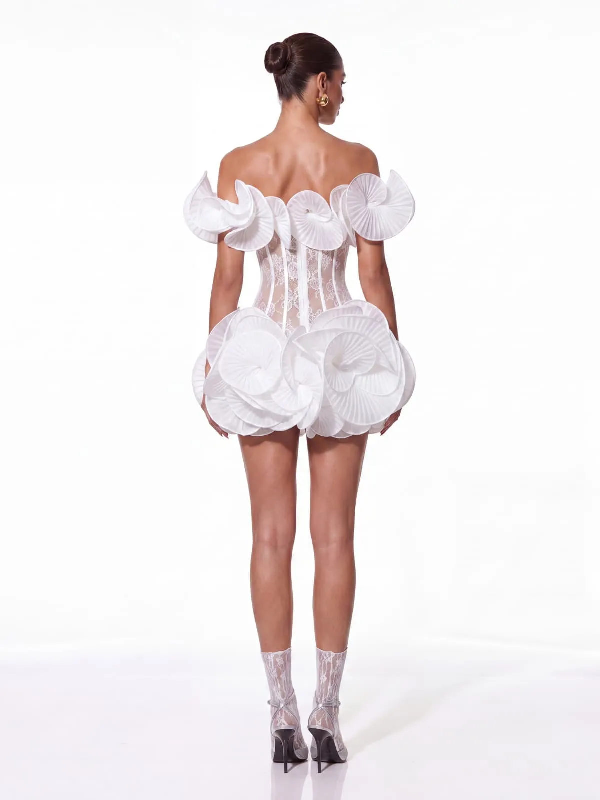 Auronis Off Shoulder Lace Flower Mini Dress sold by Mew Mews product image thumbnail 4