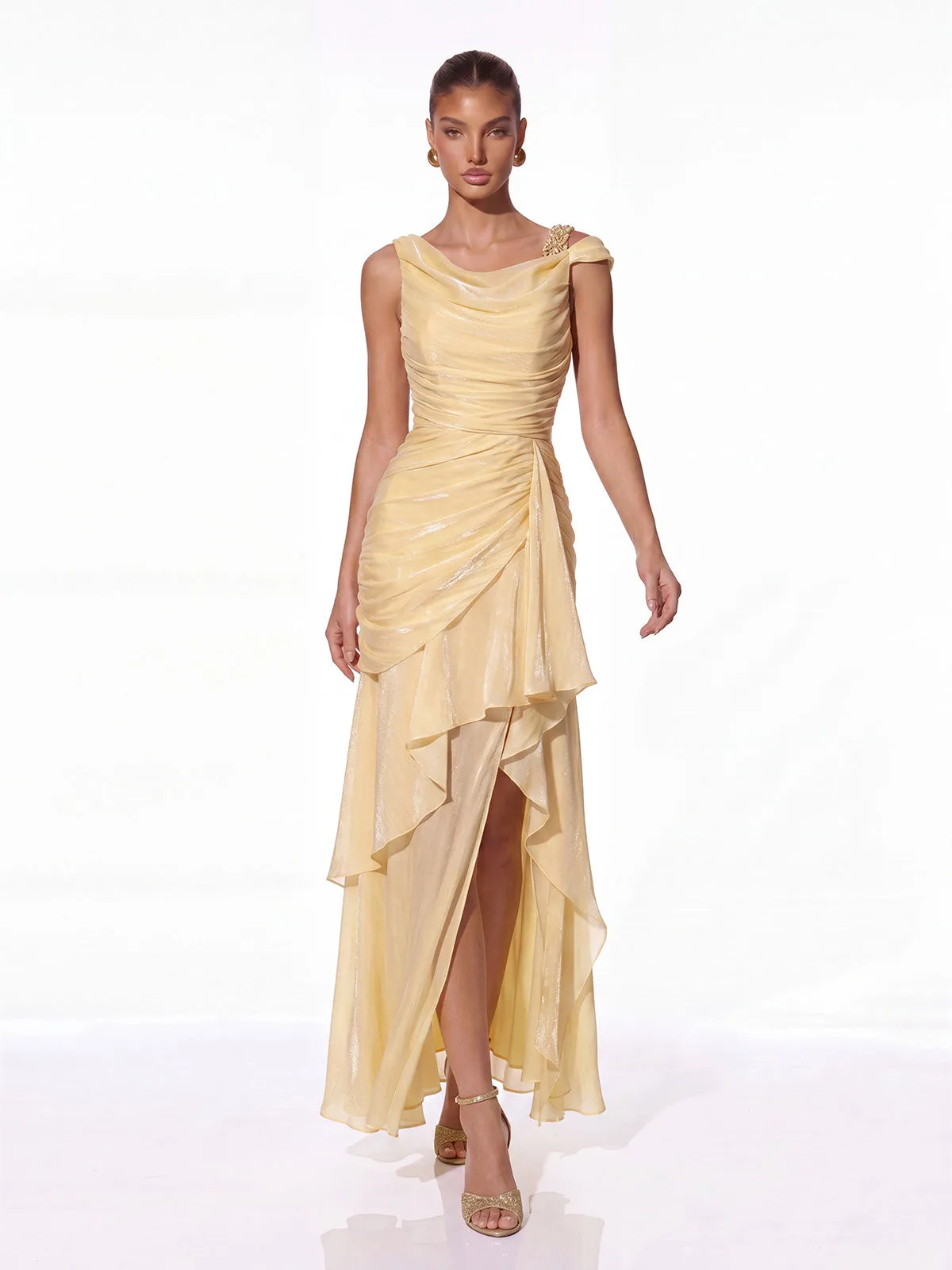 Lurevin Sequin Ruffle Maxi Dress sold by Mew Mews
