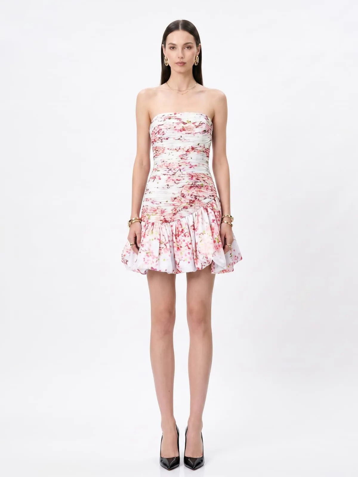 Dorevin Strapless Floral Bubble Mini Dress sold by Mew Mews product image thumbnail 2