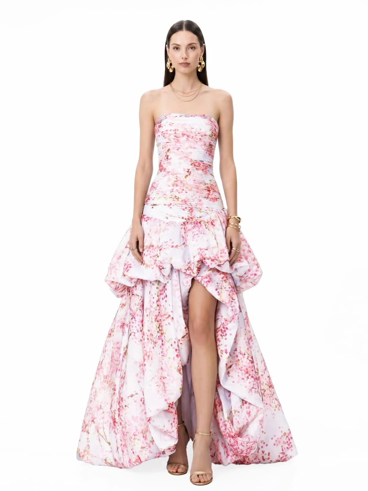 Dorevin Strapless Floral Bubble Maxi Dress sold by Mew Mews