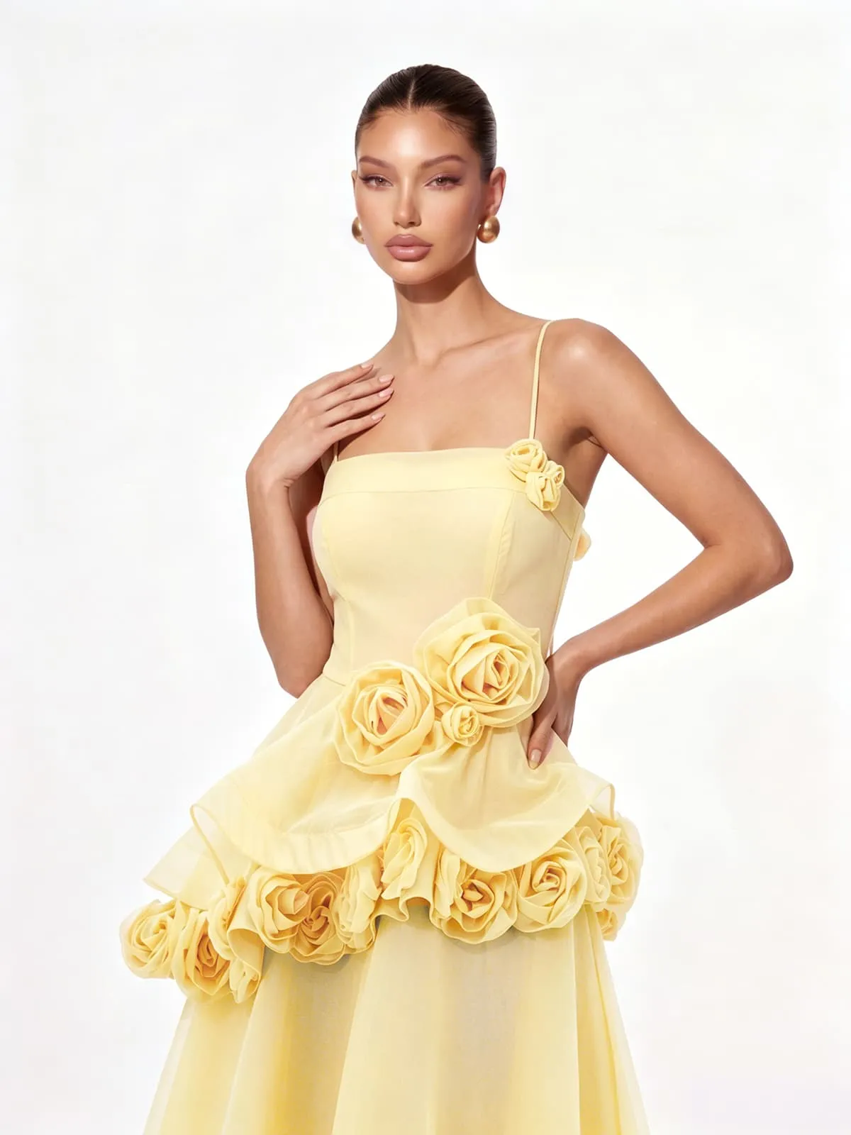 Cydran Spaghetti Flower Maxi Dress In Yellow sold by Mew Mews product image thumbnail 2
