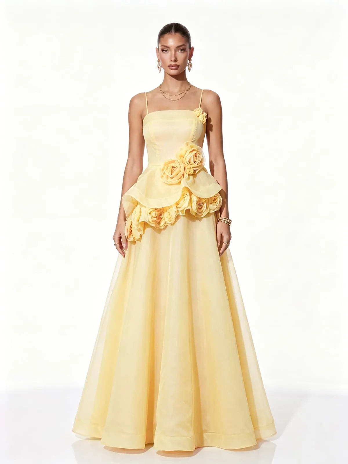 Cydran Spaghetti Flower Maxi Dress In Yellow sold by Mew Mews product image thumbnail 3