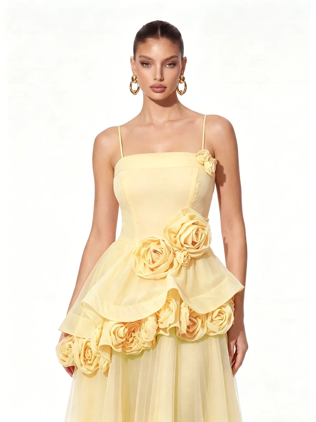 Cydran Spaghetti Flower Maxi Dress In Yellow sold by Mew Mews product image thumbnail 4
