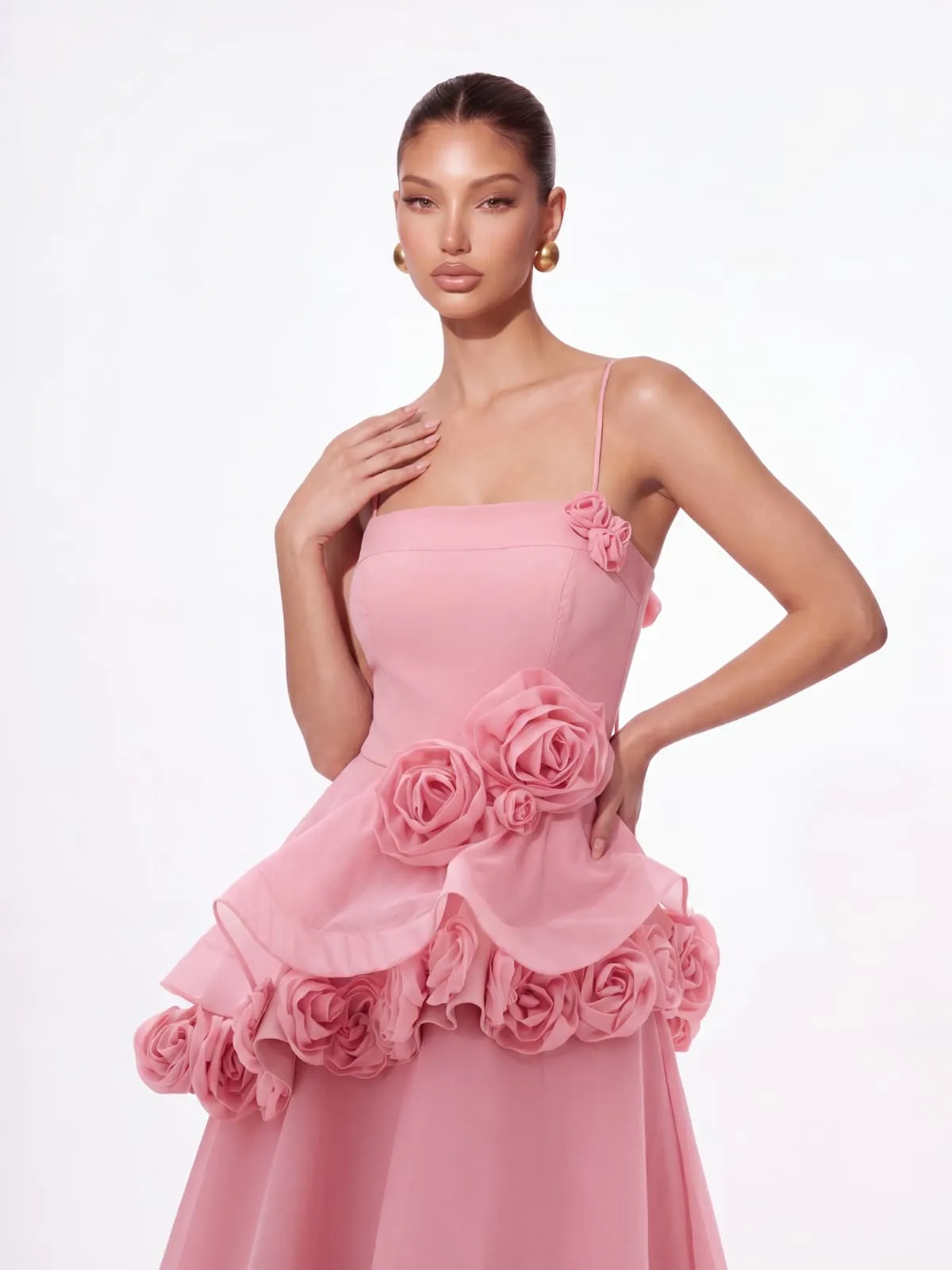 Cydran Spaghetti Flower Maxi Dress In Pink sold by Mew Mews product image thumbnail 3