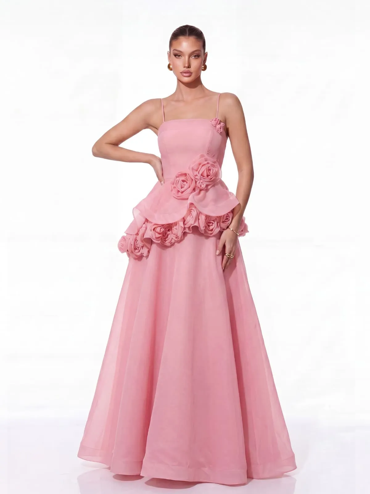 Cydran Spaghetti Flower Maxi Dress In Pink sold by Mew Mews product image thumbnail 4