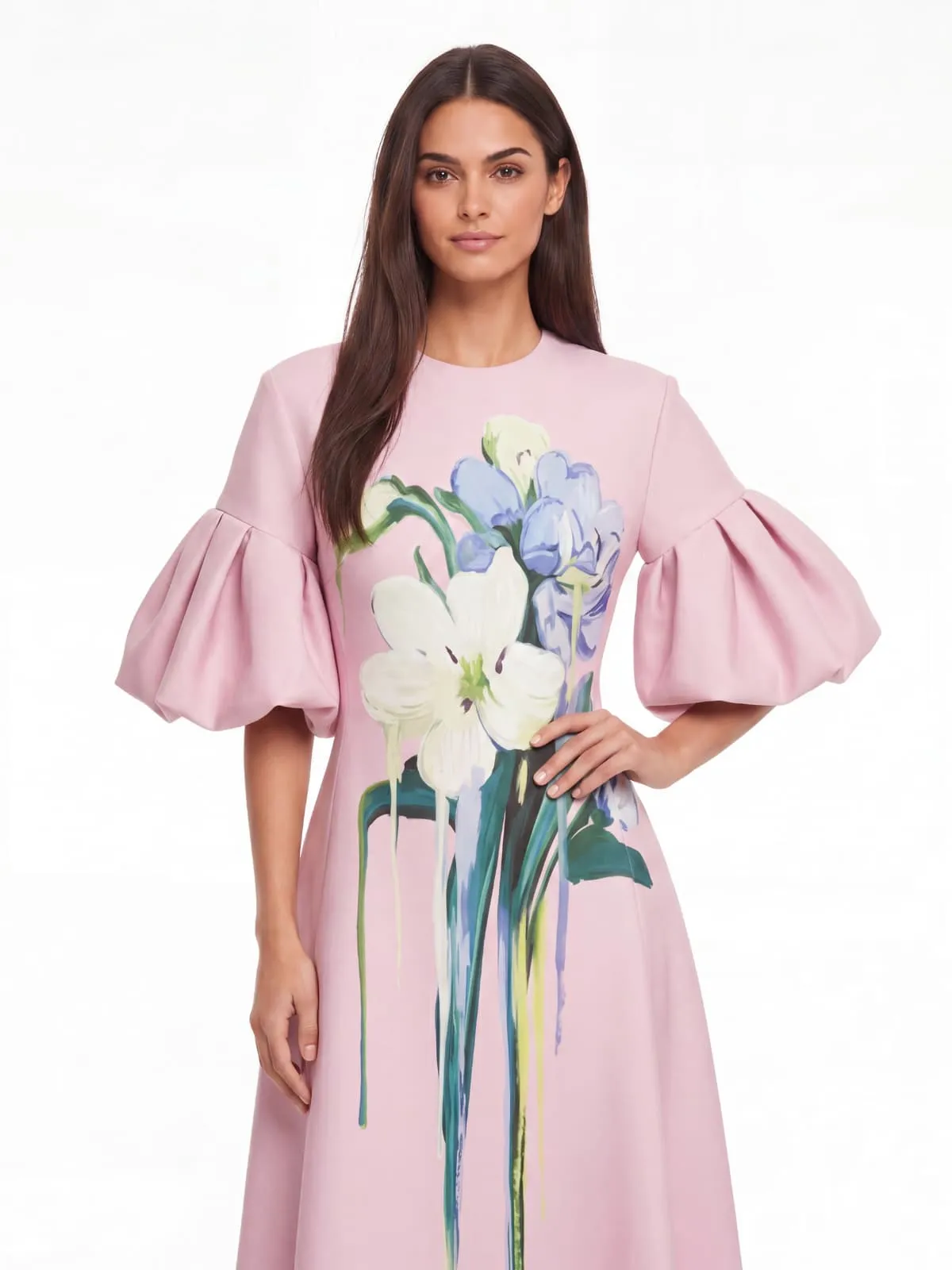 Luvric Puff Sleeve Floral Midi Dress sold by Mew Mews product image thumbnail 3