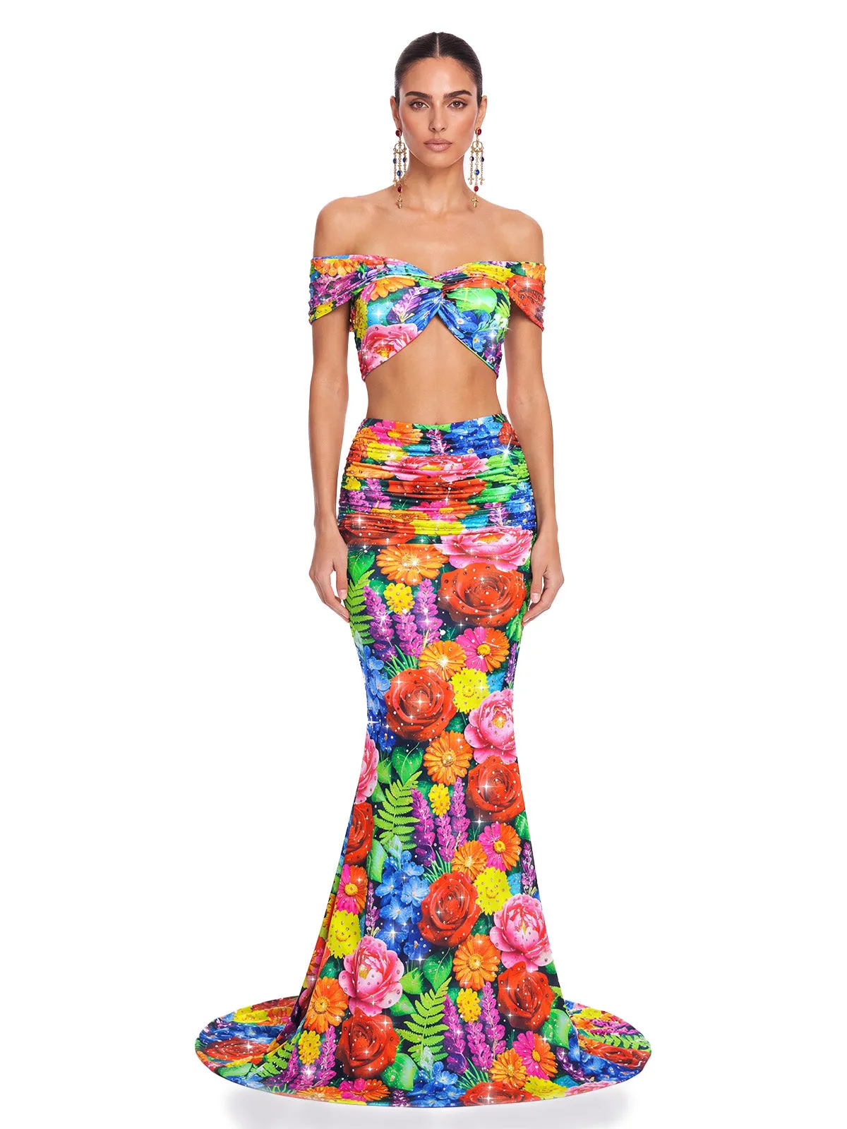 Halvior Off Shoulder Floral Skirt Set sold by Mew Mews