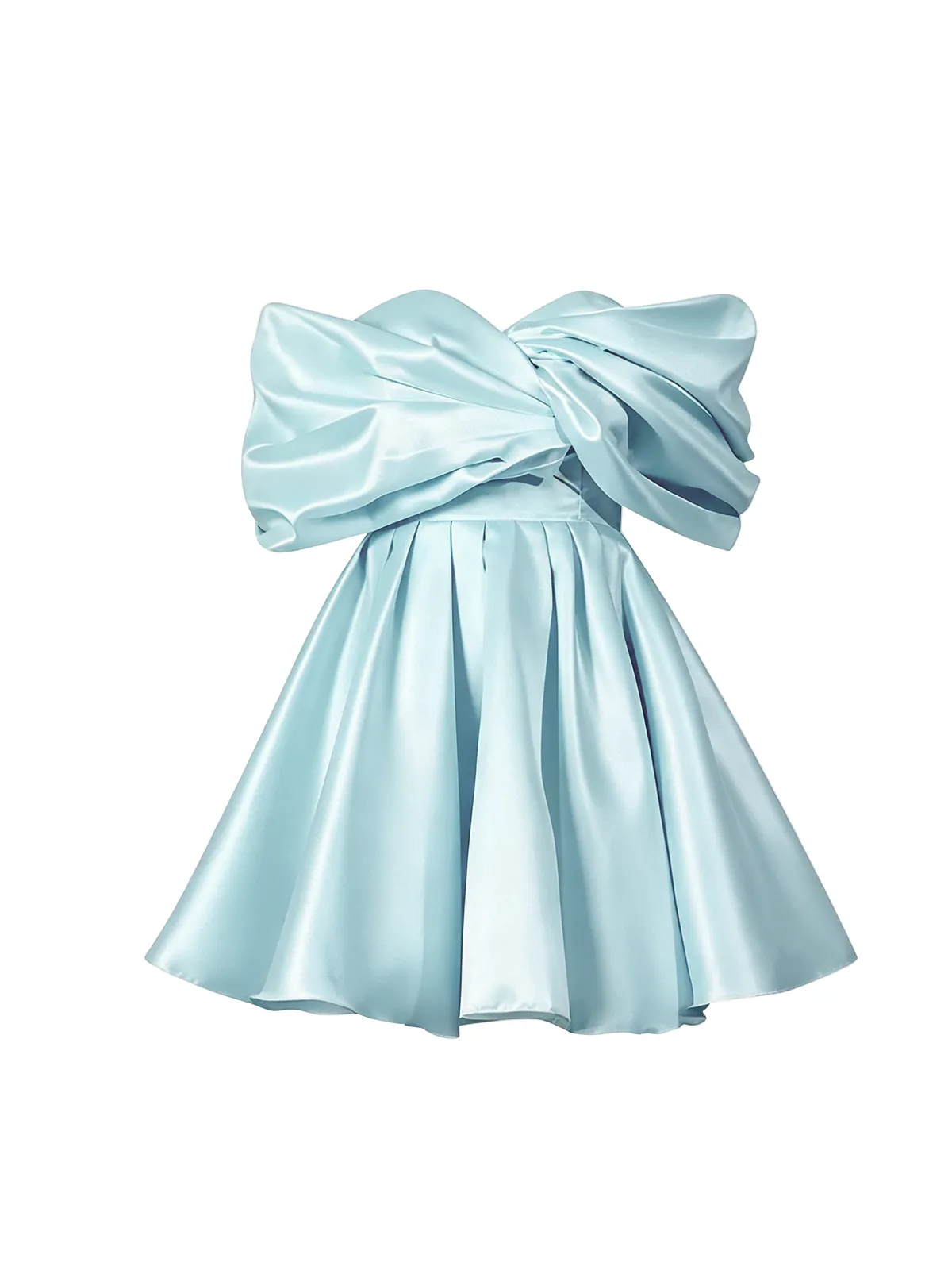 Torex Off Shoulder Ruched Flared Mini Dress In Sky sold by Mew Mews product image thumbnail 5