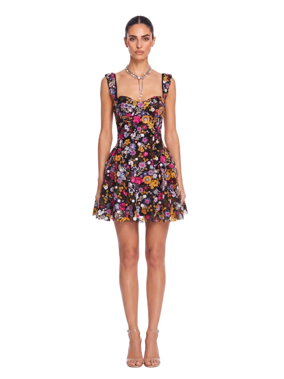 Galenx Embroidered Flower Sequin Mini Dress sold by Mew Mews product image thumbnail 5