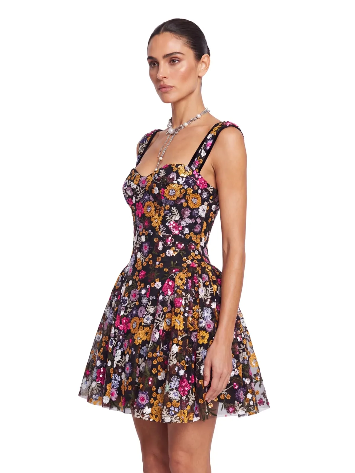 Galenx Embroidered Flower Sequin Mini Dress sold by Mew Mews product image thumbnail 3