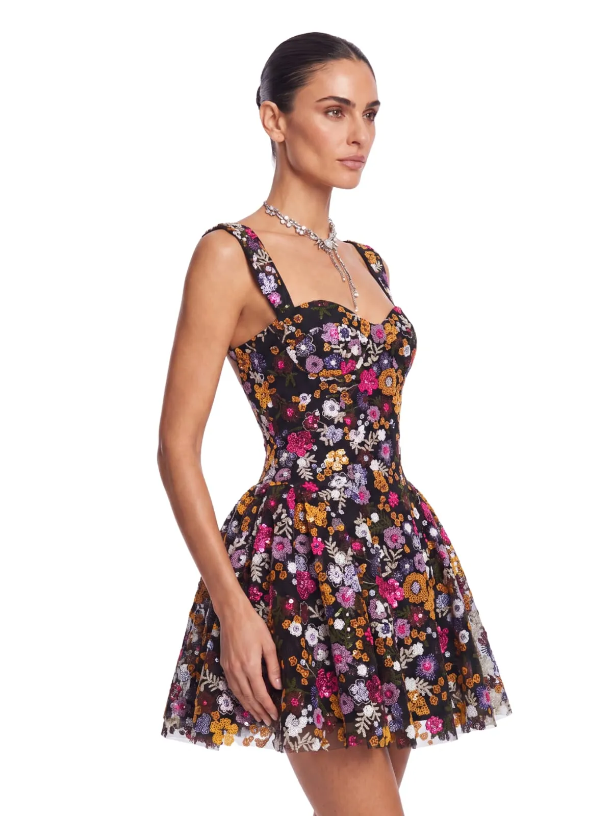 Galenx Embroidered Flower Sequin Mini Dress sold by Mew Mews product image thumbnail 2