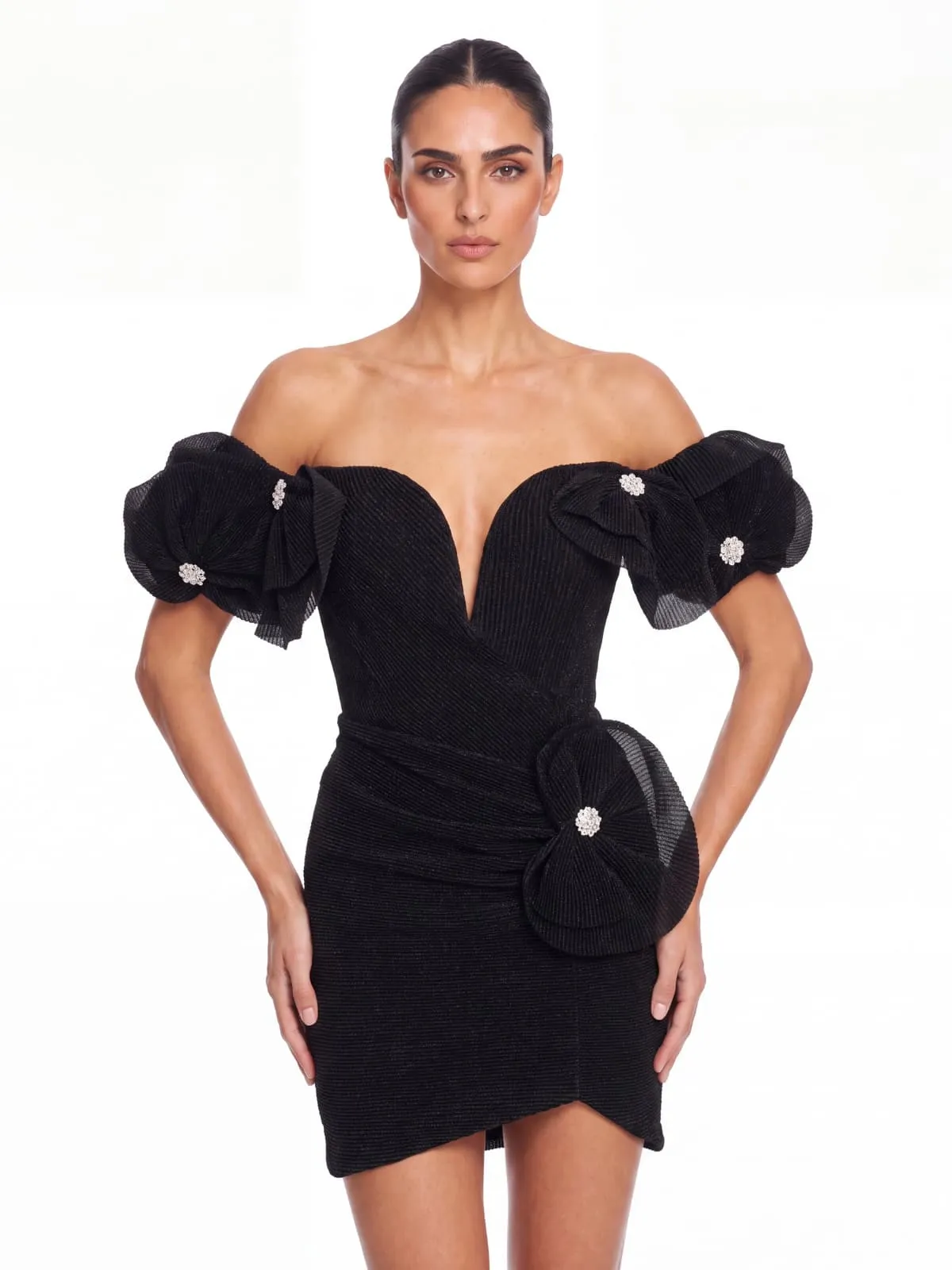 Morixal Off Shoulder Flower Mini Dress sold by Mew Mews