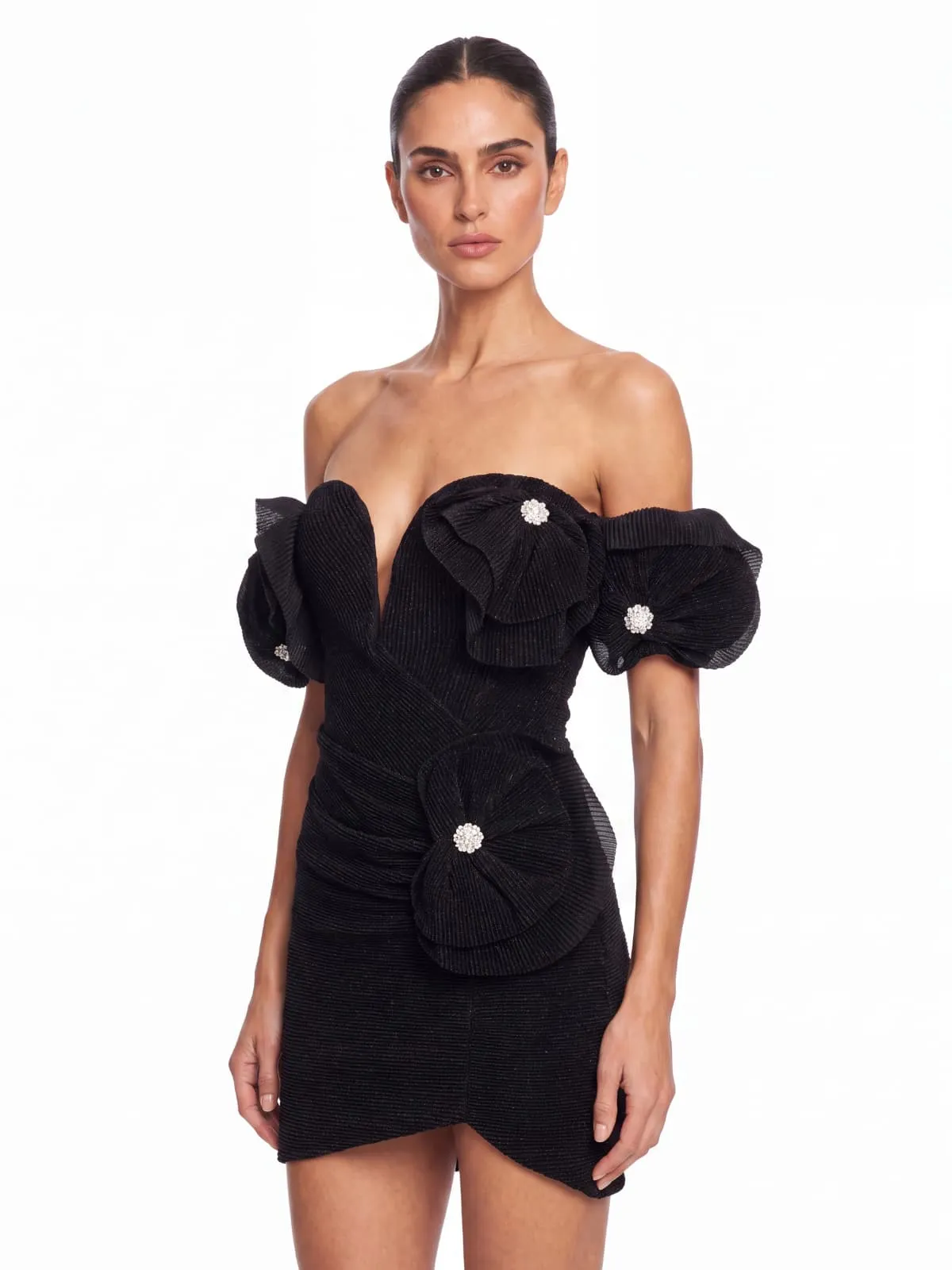 Morixal Off Shoulder Flower Mini Dress sold by Mew Mews product image thumbnail 5