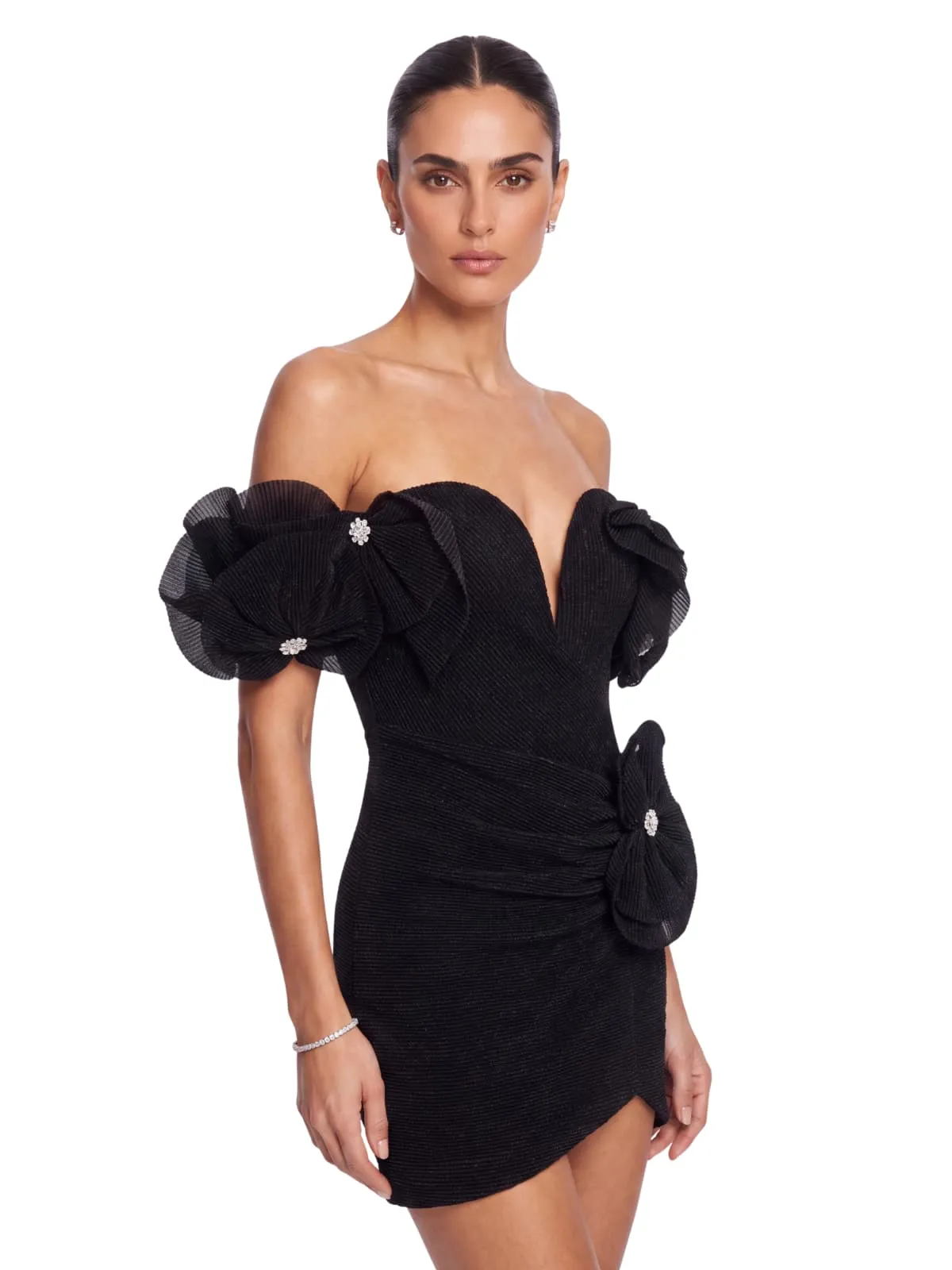 Morixal Off Shoulder Flower Mini Dress sold by Mew Mews product image thumbnail 4