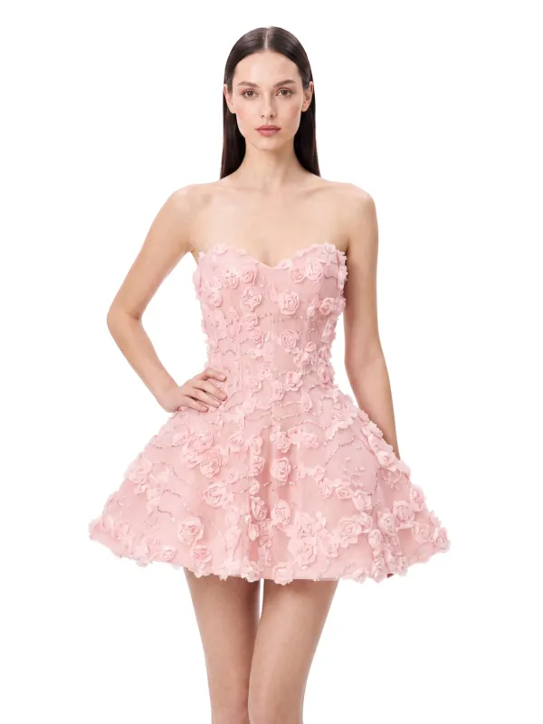 Ilvera Strapless Flower Sequin Mini Dress made by Mew Mews