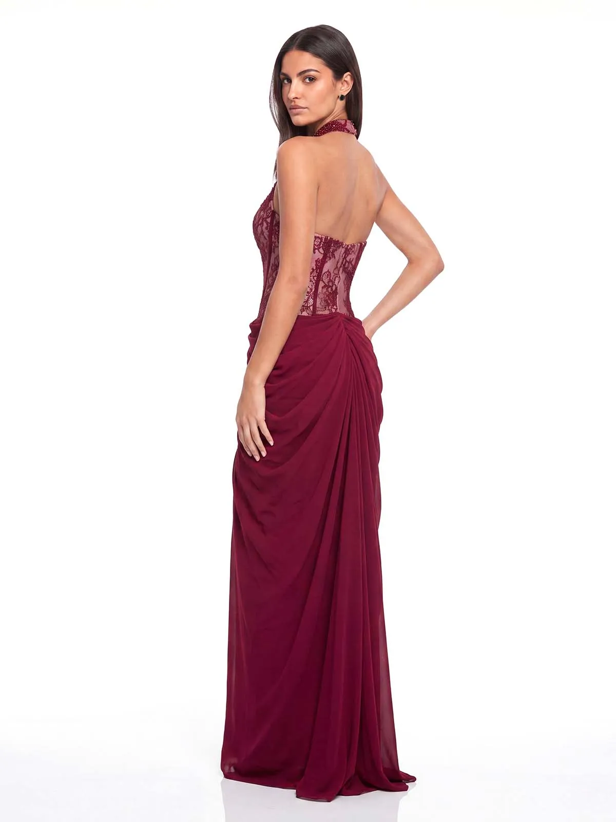 Maviron Lace Ruched Maxi Dress sold by Mew Mews product image thumbnail 5