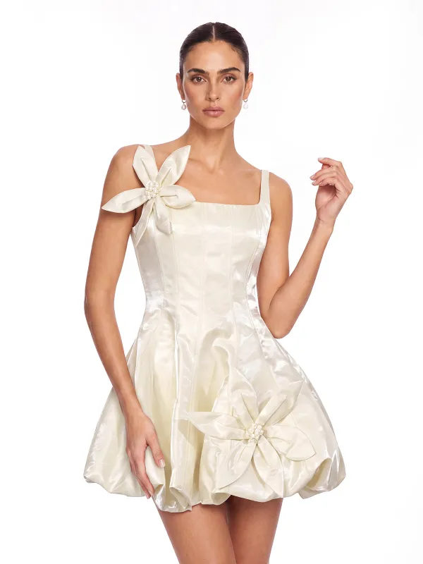 Fenlora Flower Bubble Mini Dress made by Mew Mews