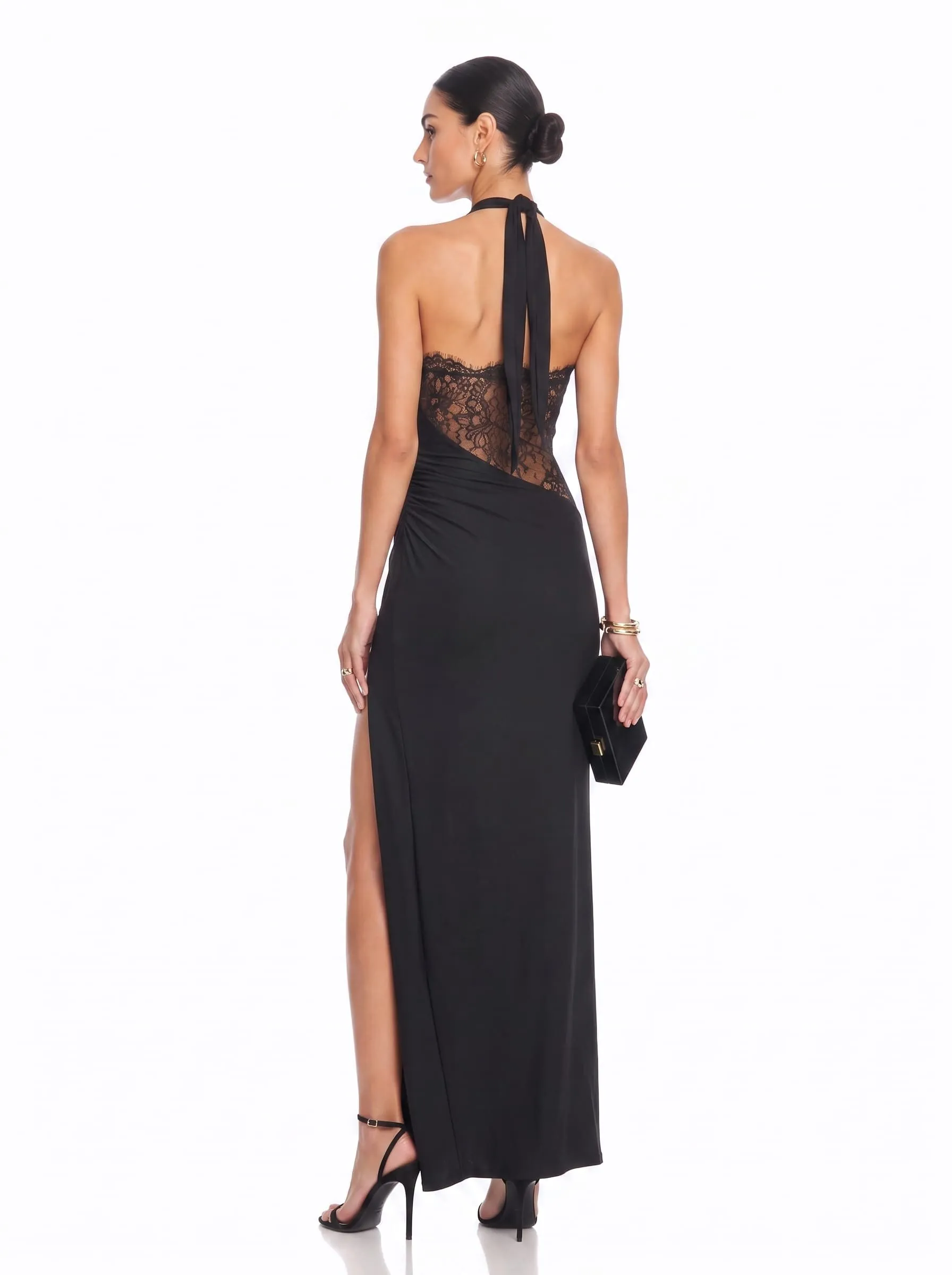 Yovian Halterneck Lace Split Maxi Dress sold by Mew Mews product image thumbnail 5