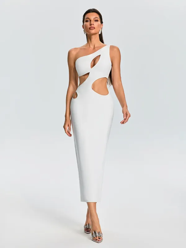 Xelyra One Shoulder Cutout Midi Dress made by Mew Mews