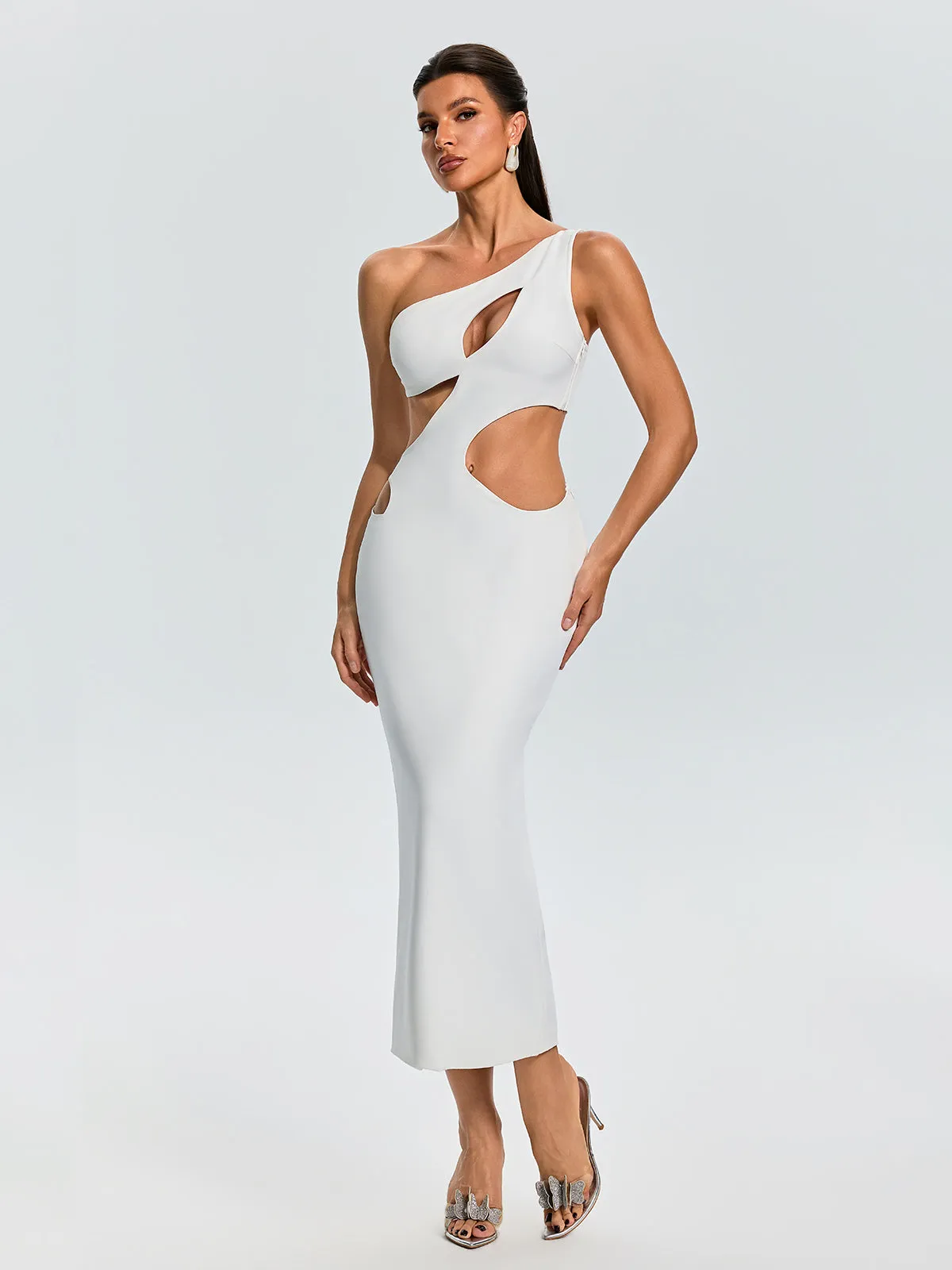 Xelyra One Shoulder Cutout Midi Dress sold by Mew Mews product image thumbnail 3