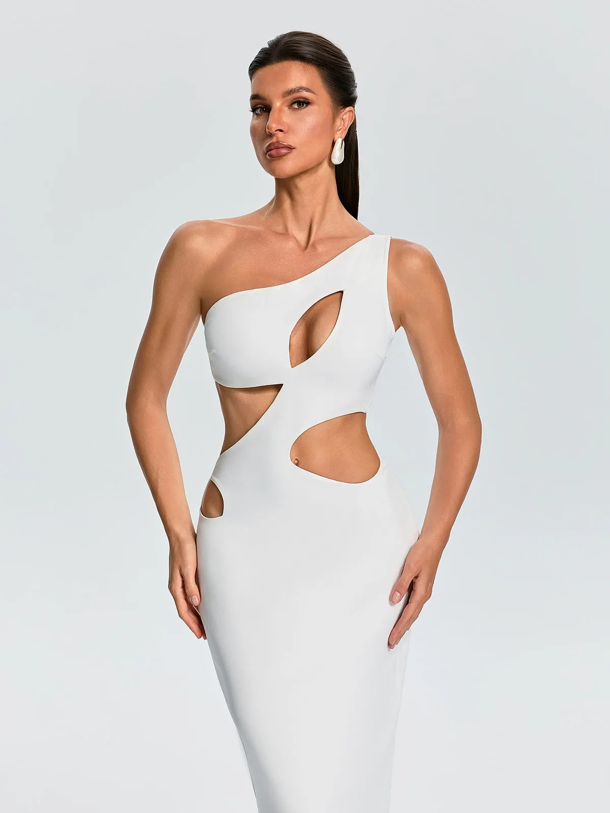 Xelyra One Shoulder Cutout Midi Dress sold by Mew Mews product image thumbnail 2