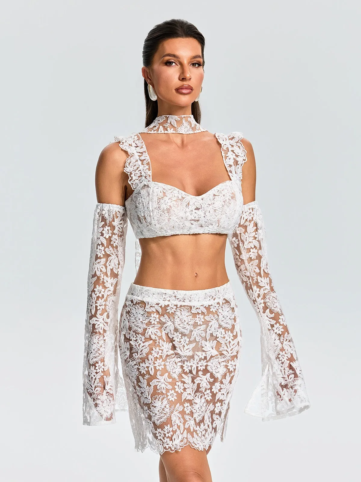 Ezria Scarf Lace Skirt Set sold by Mew Mews product image thumbnail 4