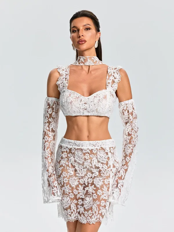 Ezria Scarf Lace Skirt Set made by Mew Mews
