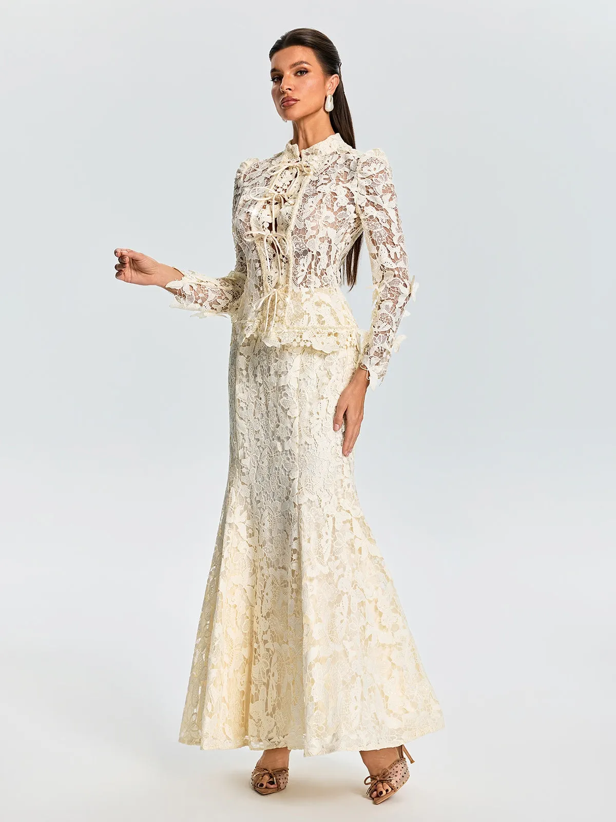 Ezera Long Sleeve Lace Skirt Set sold by Mew Mews product image thumbnail 2