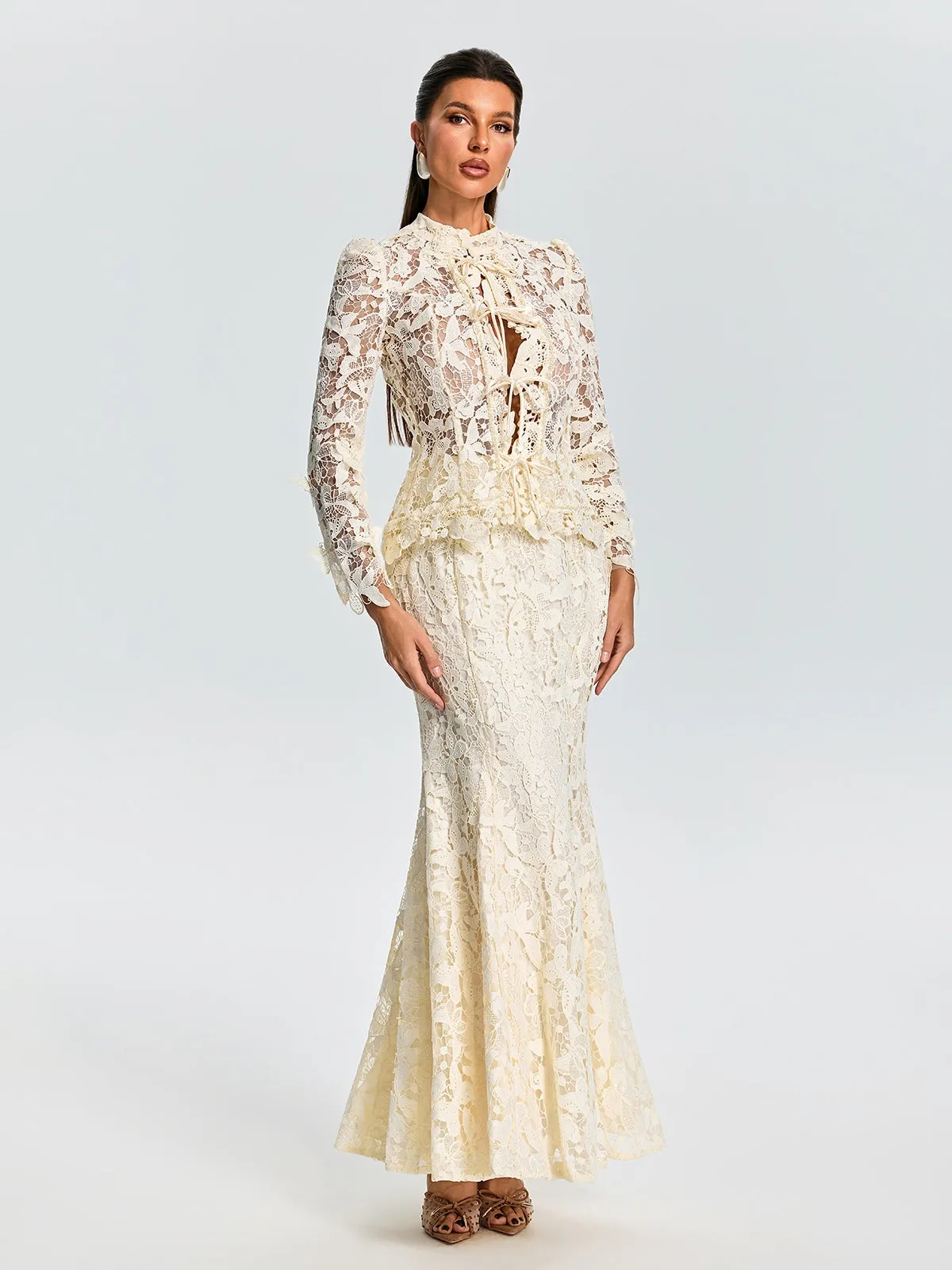 Ezera Long Sleeve Lace Skirt Set sold by Mew Mews product image thumbnail 3