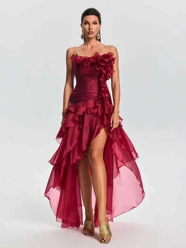 Quorvia Strapless Ruched Maxi Dress made by Mew Mews