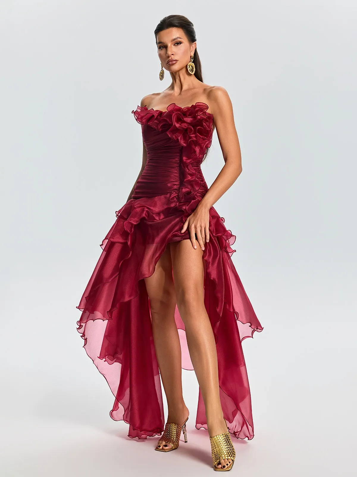 Quorvia Strapless Ruched Maxi Dress sold by Mew Mews product image thumbnail 4