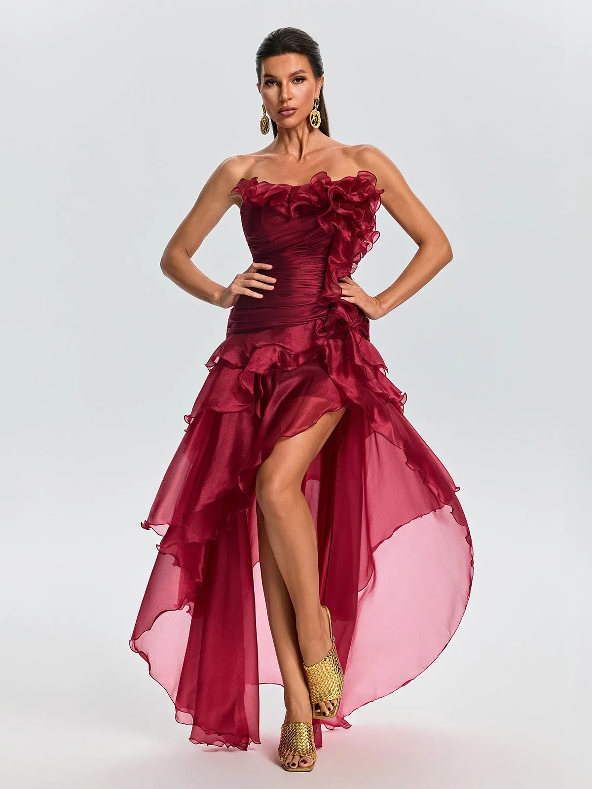 Quorvia Strapless Ruched Maxi Dress sold by Mew Mews product image thumbnail 3