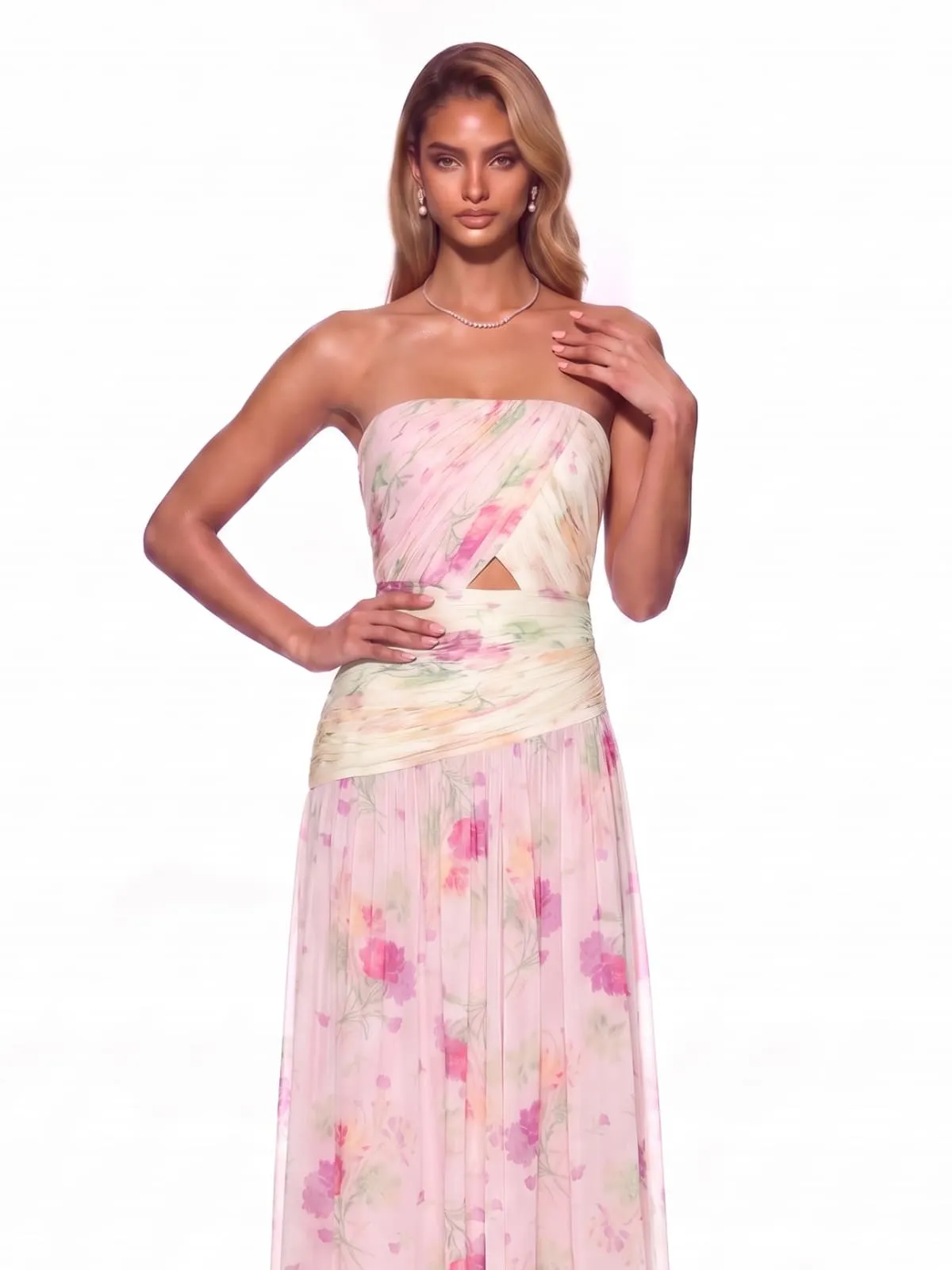 Neralis Strapless Floral Maxi Dress sold by Mew Mews product image thumbnail 2