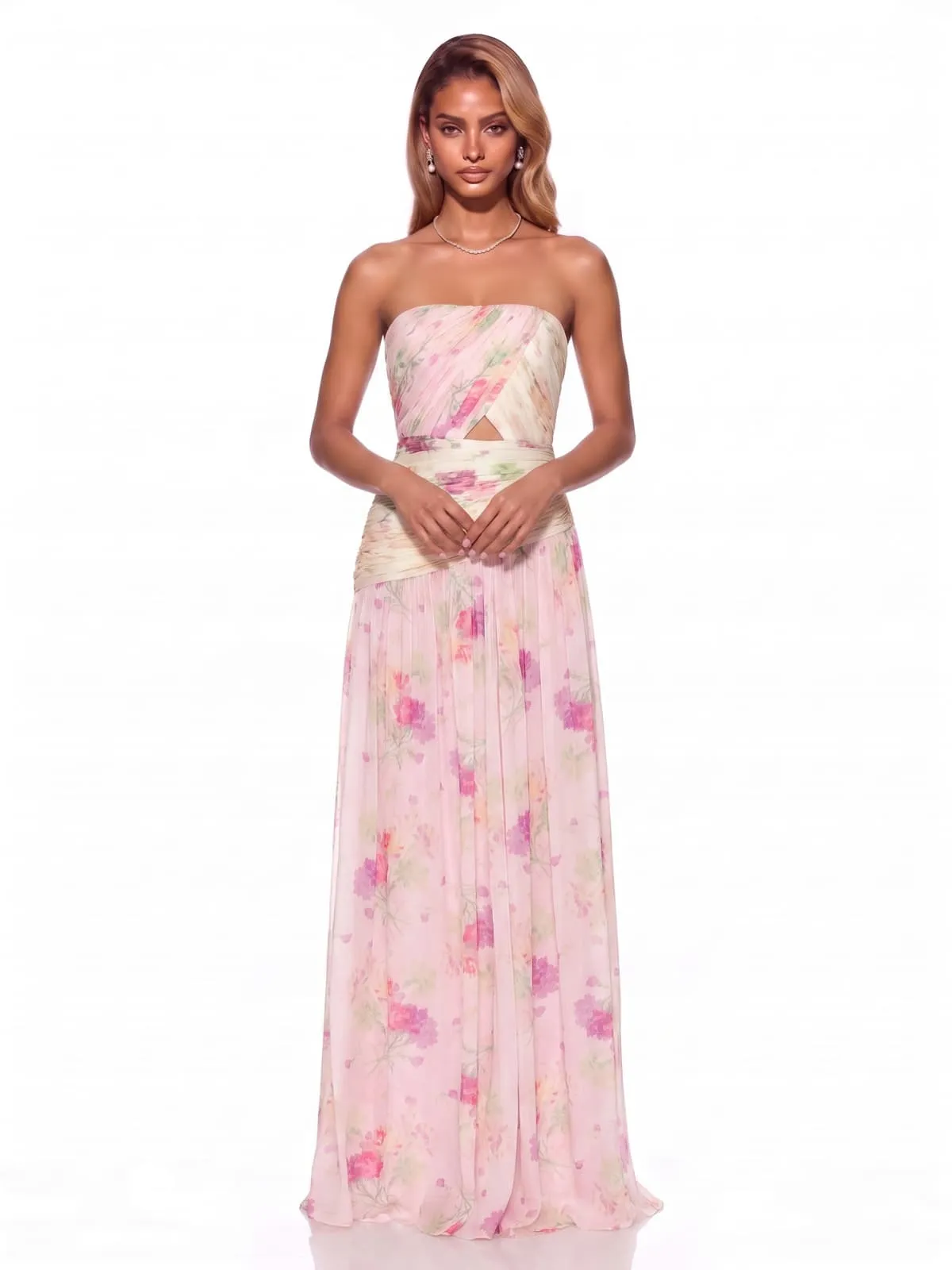 Neralis Strapless Floral Maxi Dress sold by Mew Mews