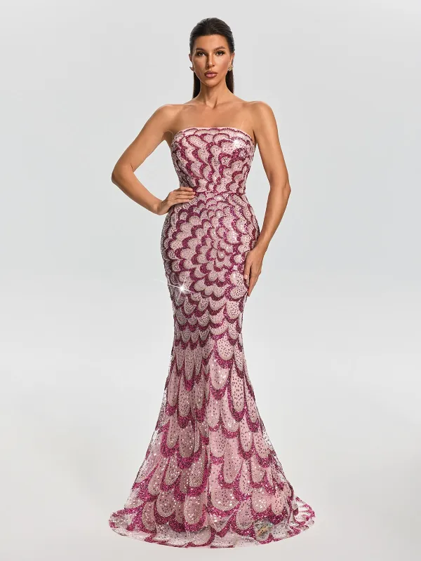 Tervian Strapless Sequin Mermaid Maxi Dress made by Mew Mews