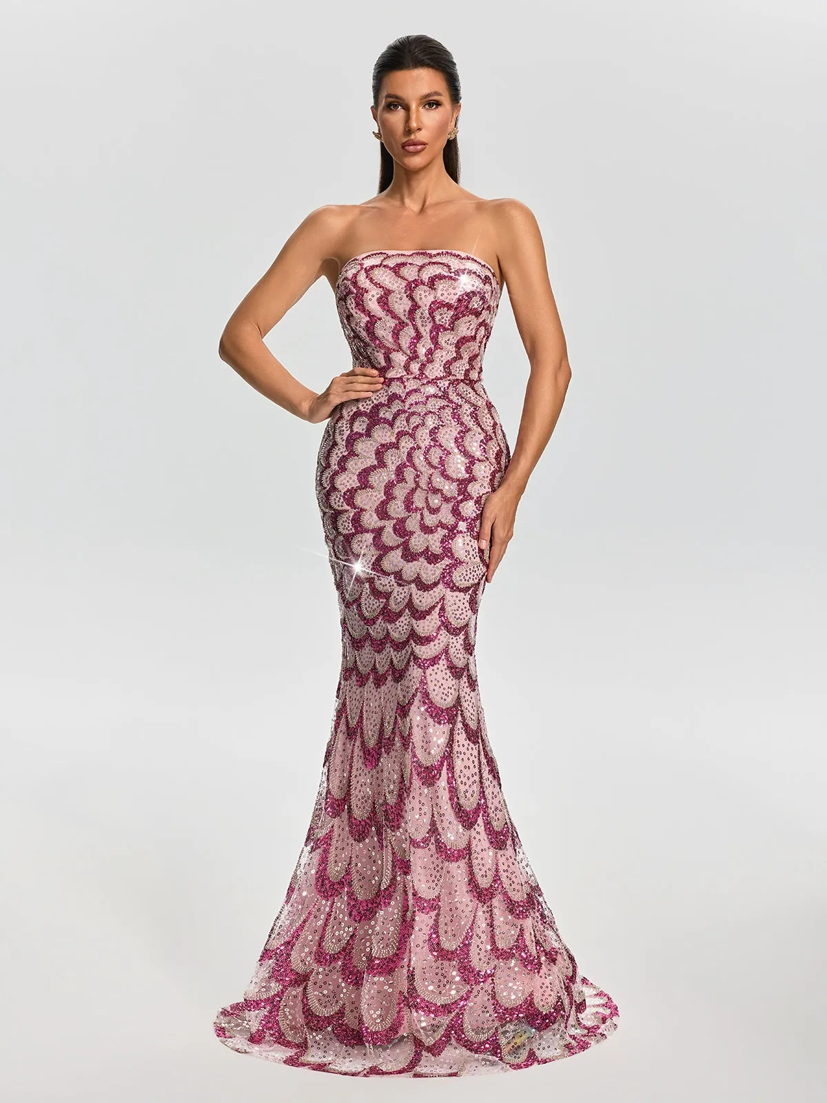 Tervian Strapless Sequin Mermaid Maxi Dress sold by Mew Mews