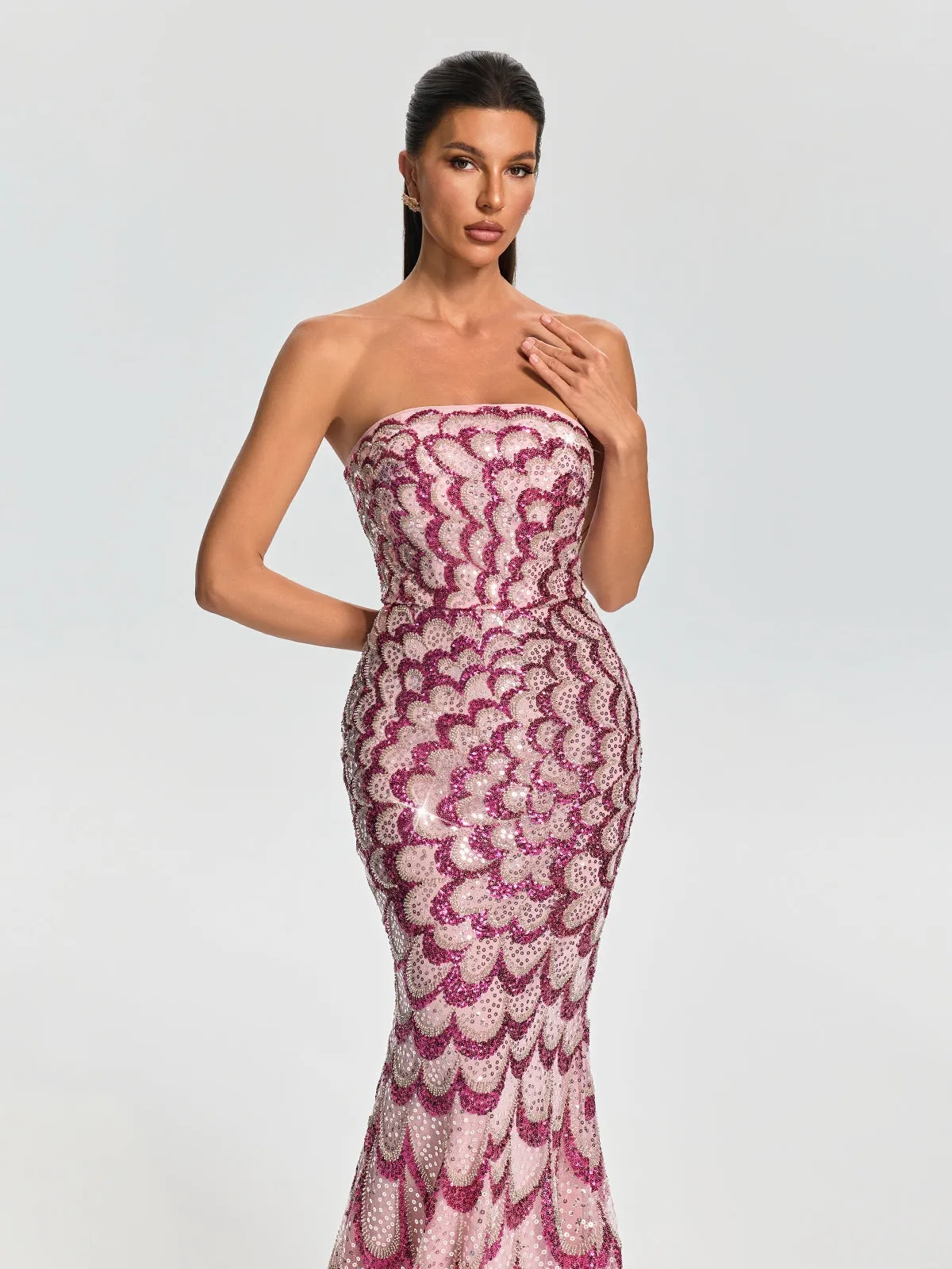 Tervian Strapless Sequin Mermaid Maxi Dress sold by Mew Mews product image thumbnail 5