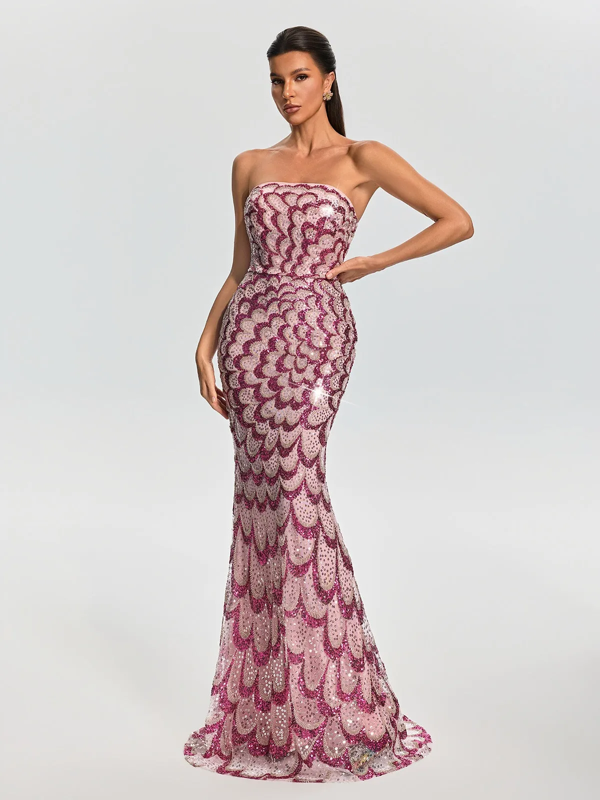 Tervian Strapless Sequin Mermaid Maxi Dress sold by Mew Mews product image thumbnail 3