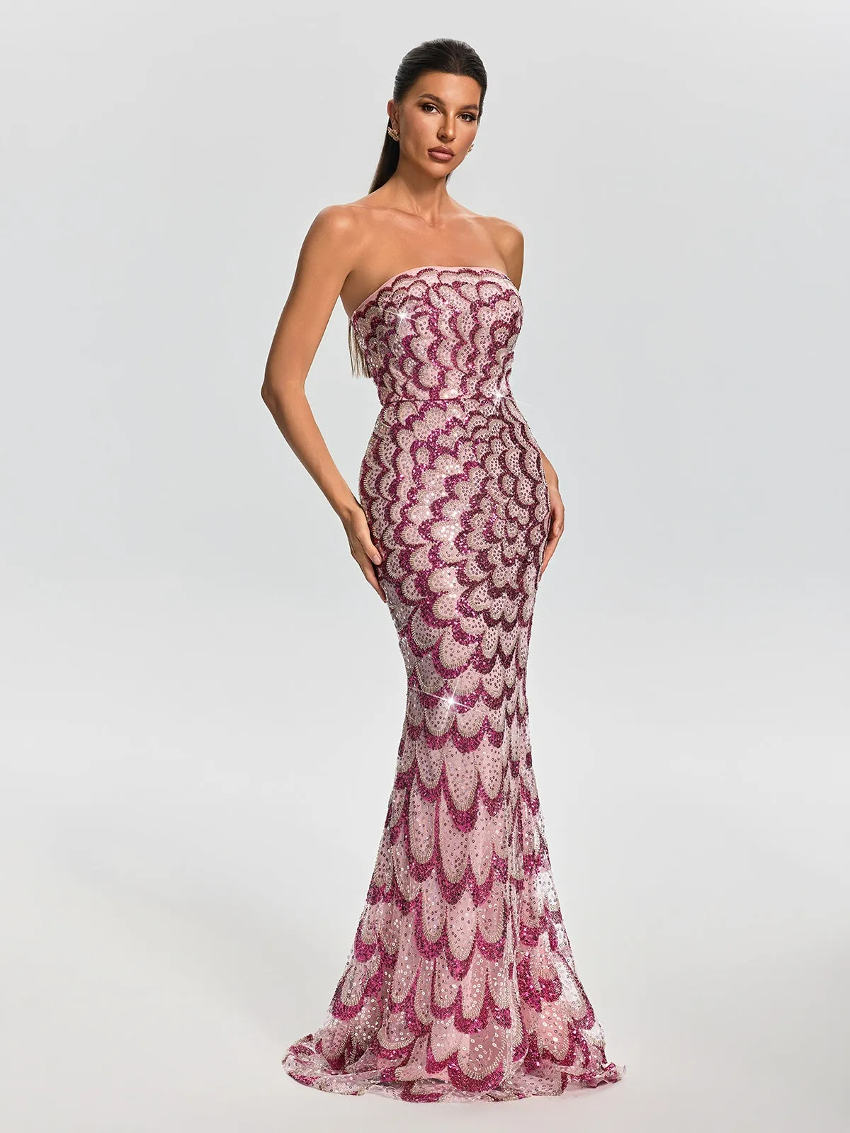 Tervian Strapless Sequin Mermaid Maxi Dress sold by Mew Mews product image thumbnail 2