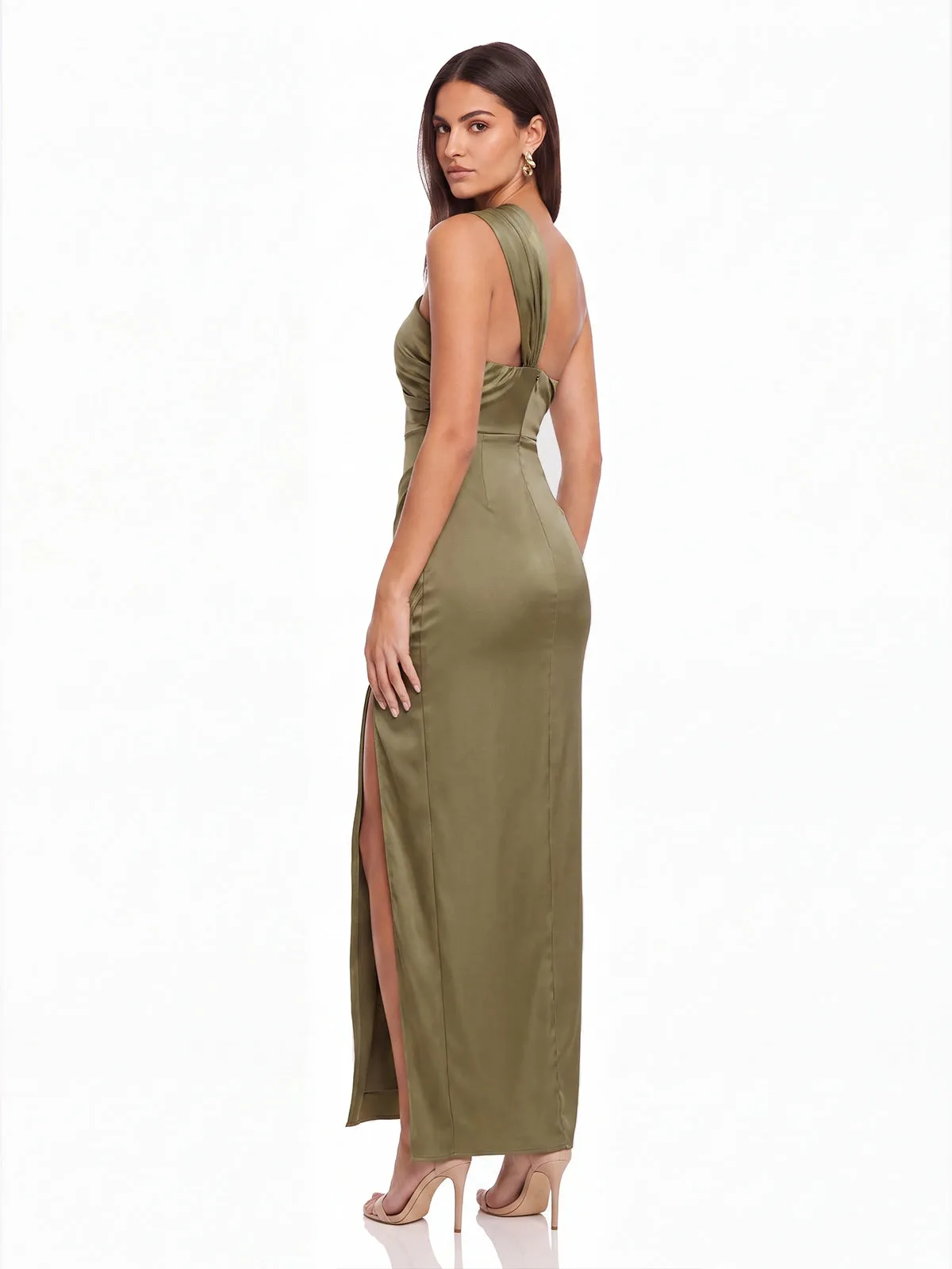 Fulla One Shoulder Cutout Satin Split Dress sold by Mew Mews product image thumbnail 4