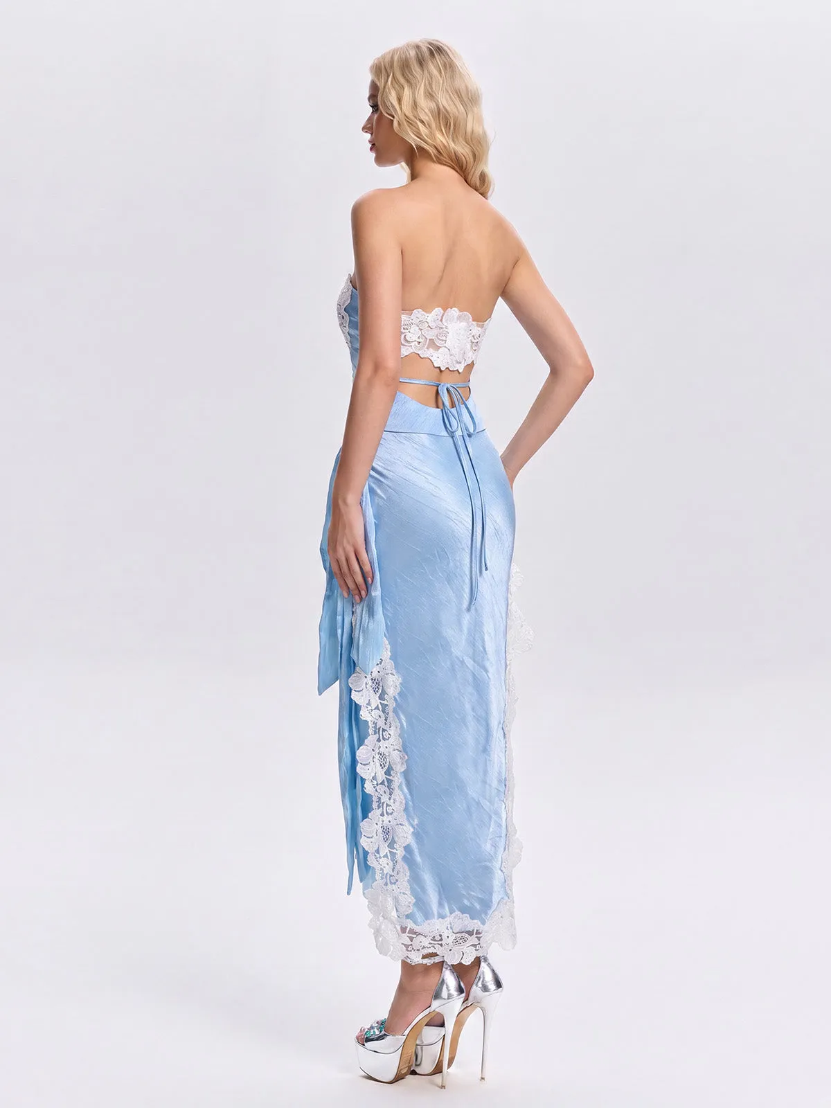 Riebke Strapless Lace Draped Dress sold by Mew Mews product image thumbnail 4