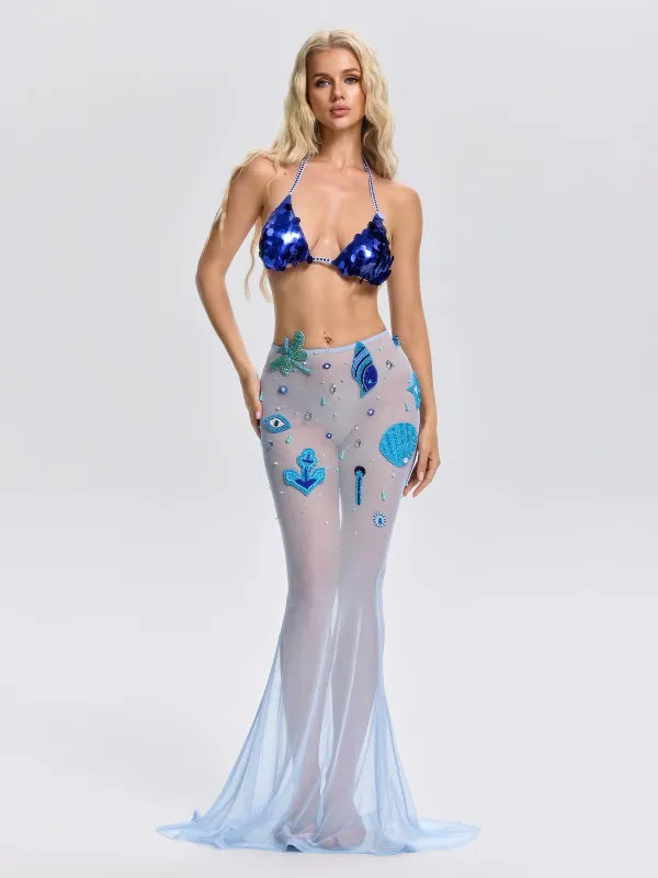 Thorngar Pearl Sequin Mesh Skirt Set made by Mew Mews