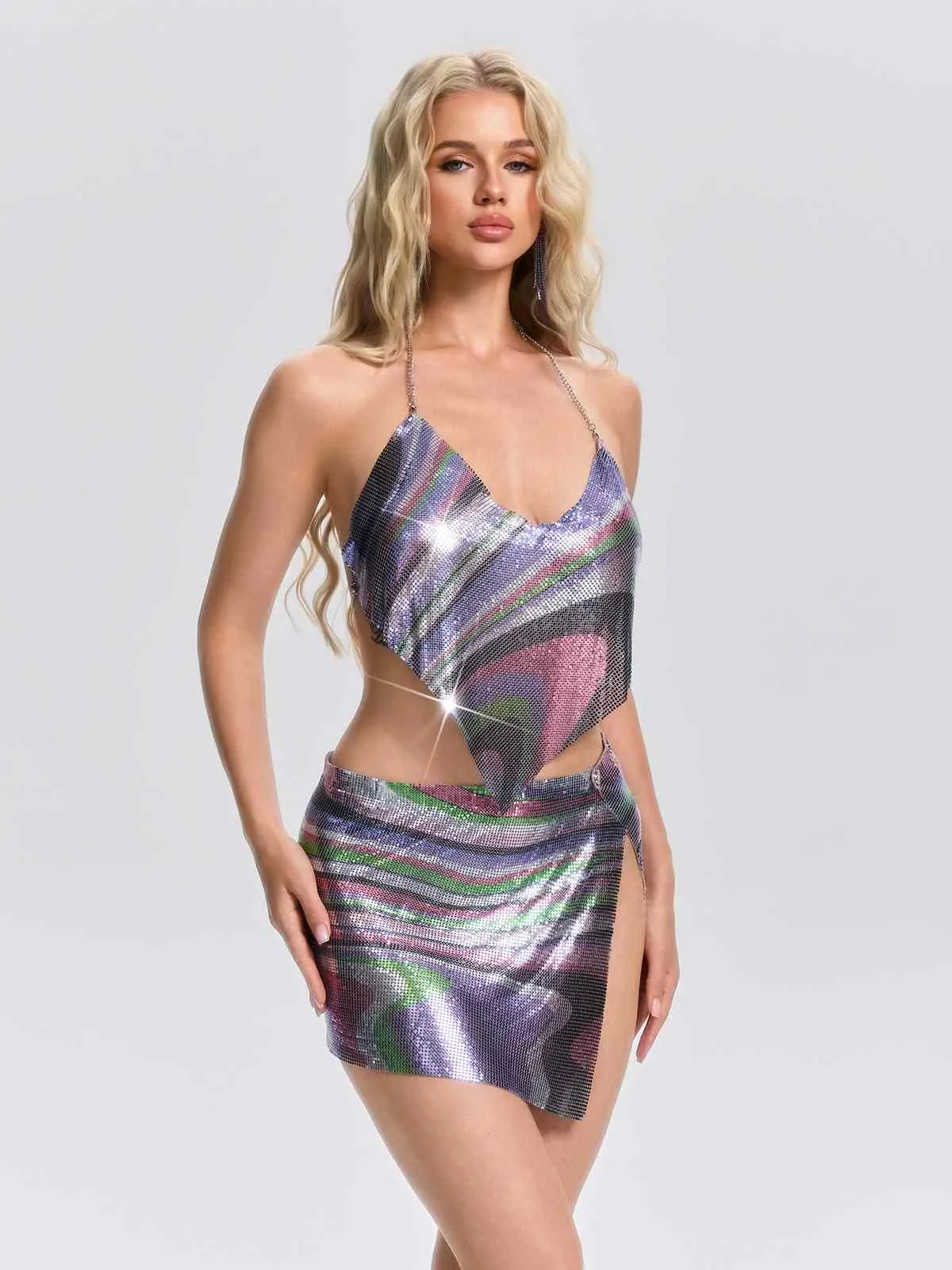 Yurelia V Neck Chainmail Skirt Set sold by Mew Mews product image thumbnail 2