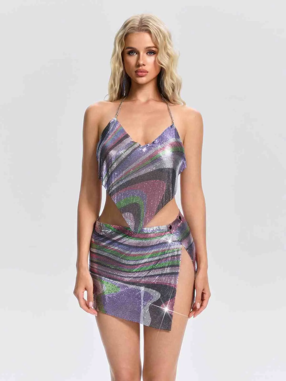 Yurelia V Neck Chainmail Skirt Set sold by Mew Mews product image thumbnail 4