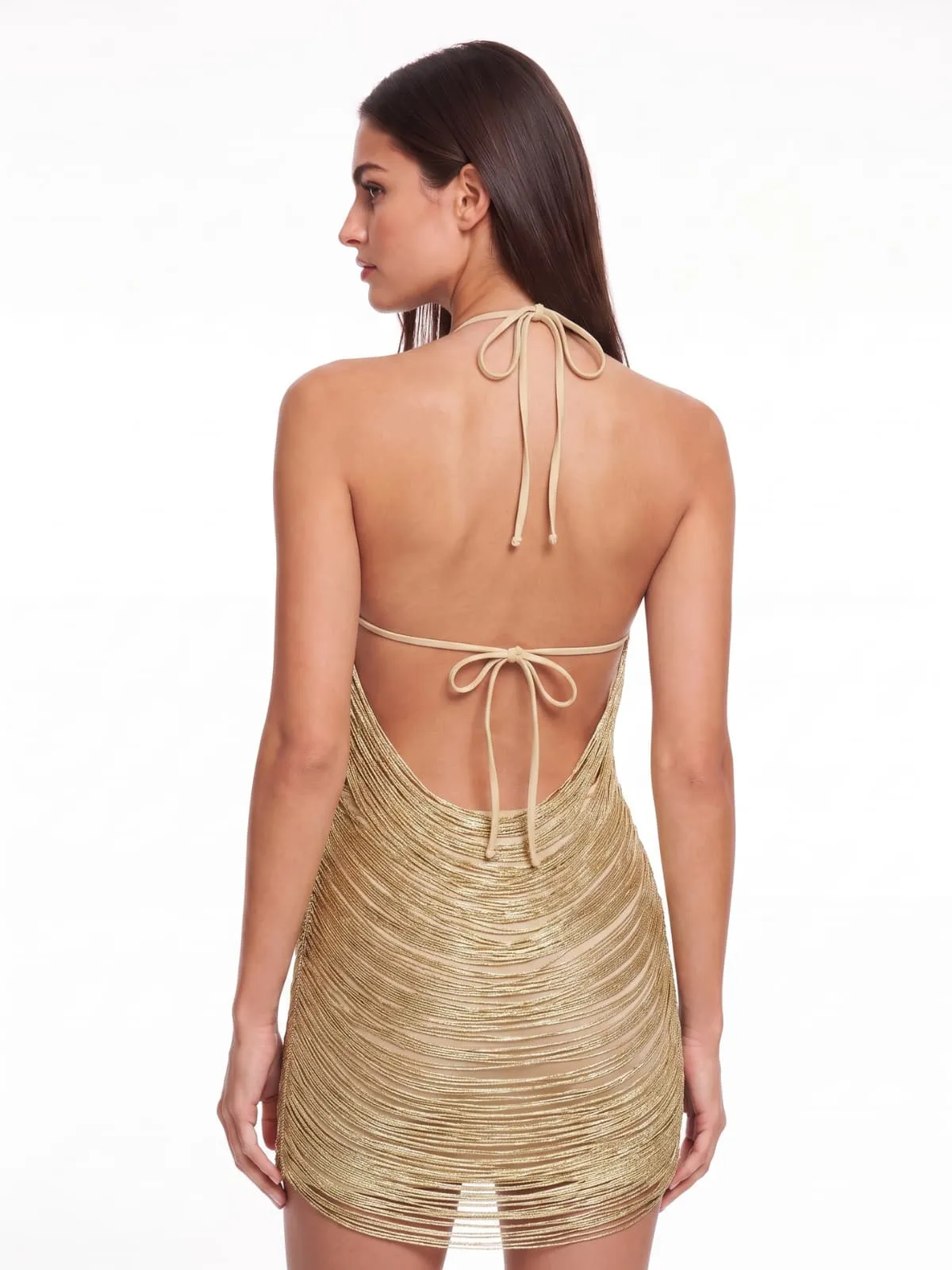 Gradient Halterneck Fringe Mini Dress sold by Mew Mews product image thumbnail 5