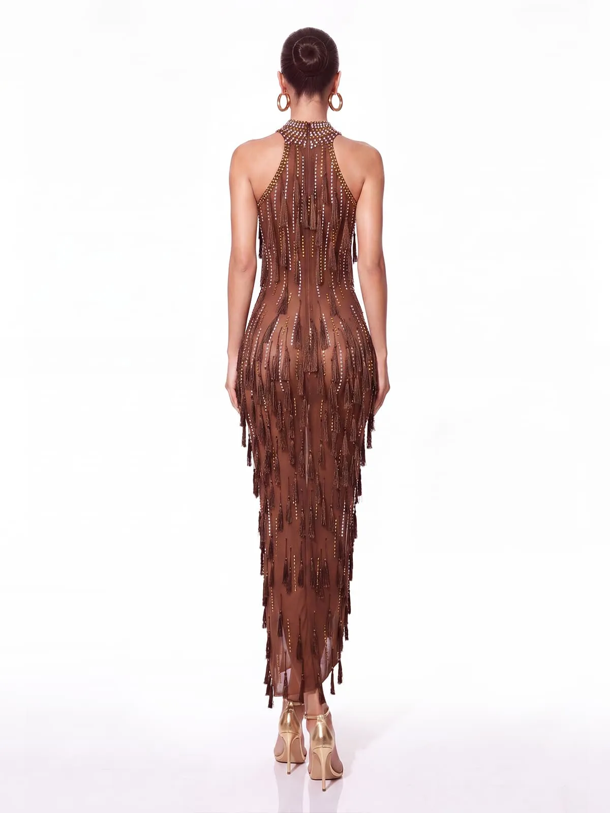 Lavenix Halterneck Rhinestone Fringe Dress sold by Mew Mews product image thumbnail 4
